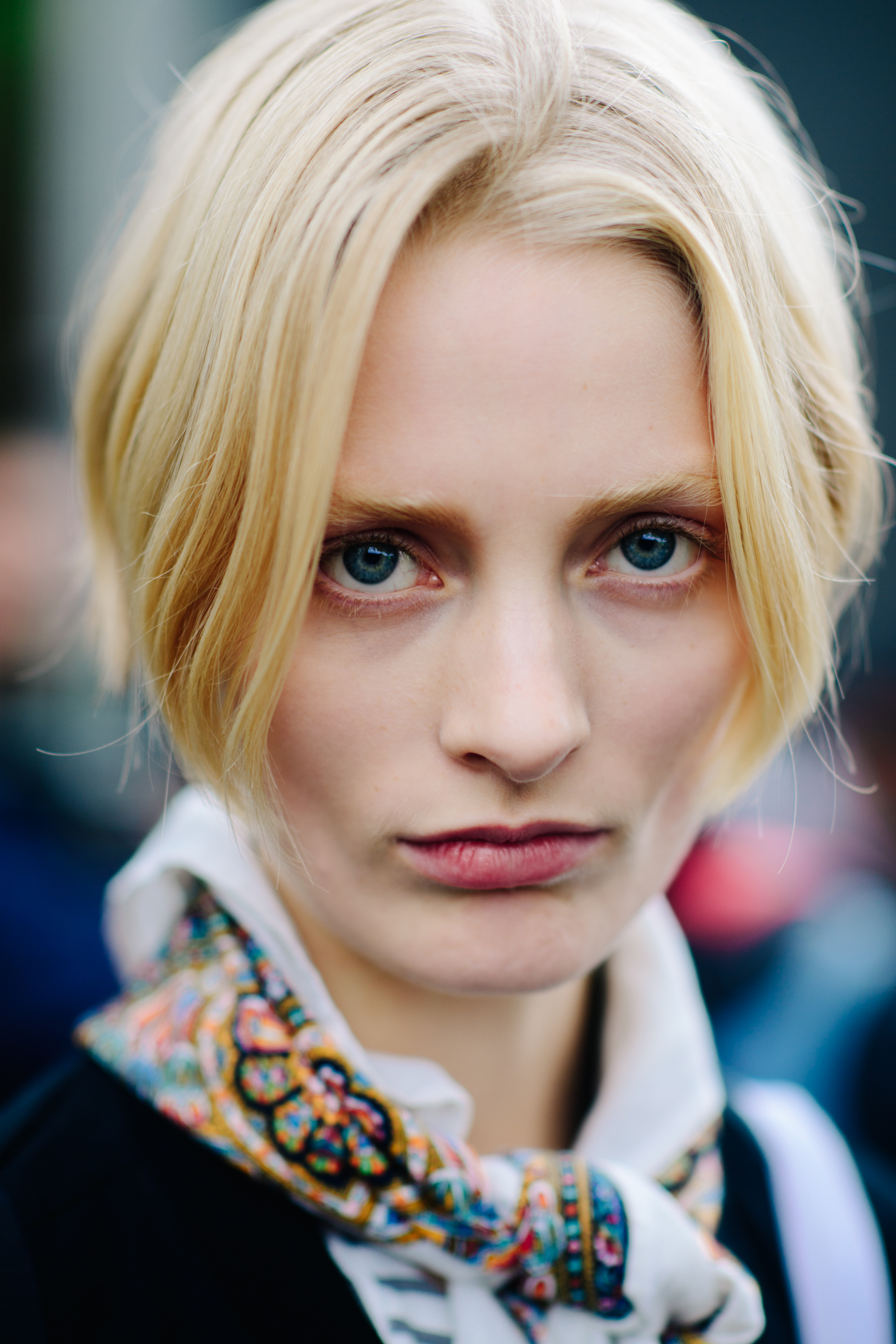Portrait of Norwegian model with blue eyes and blonde hair