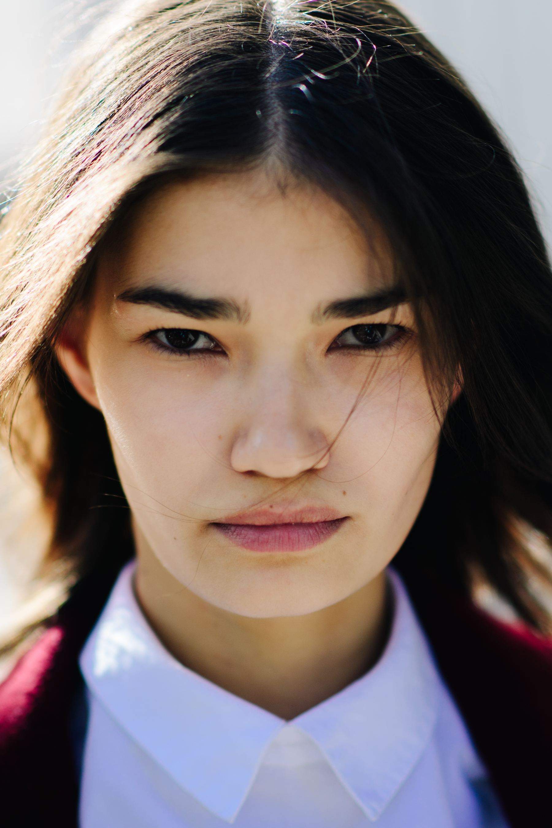 Portrait of model with dark hair