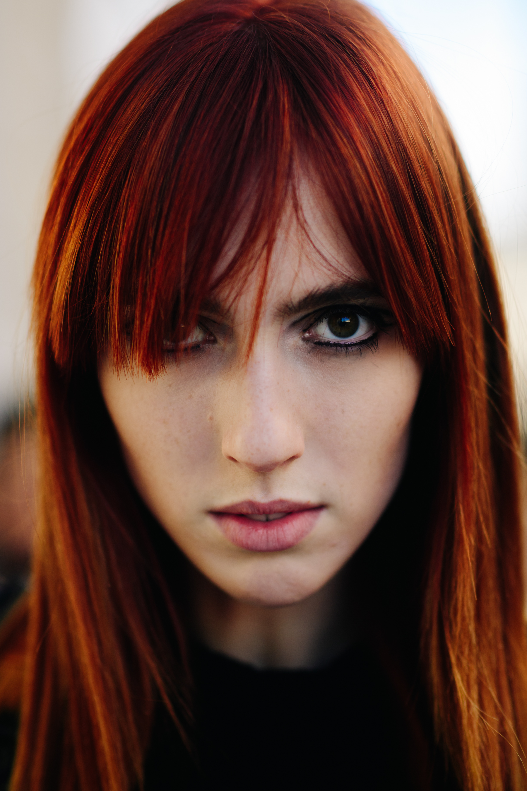 Portrait of American model with red hair