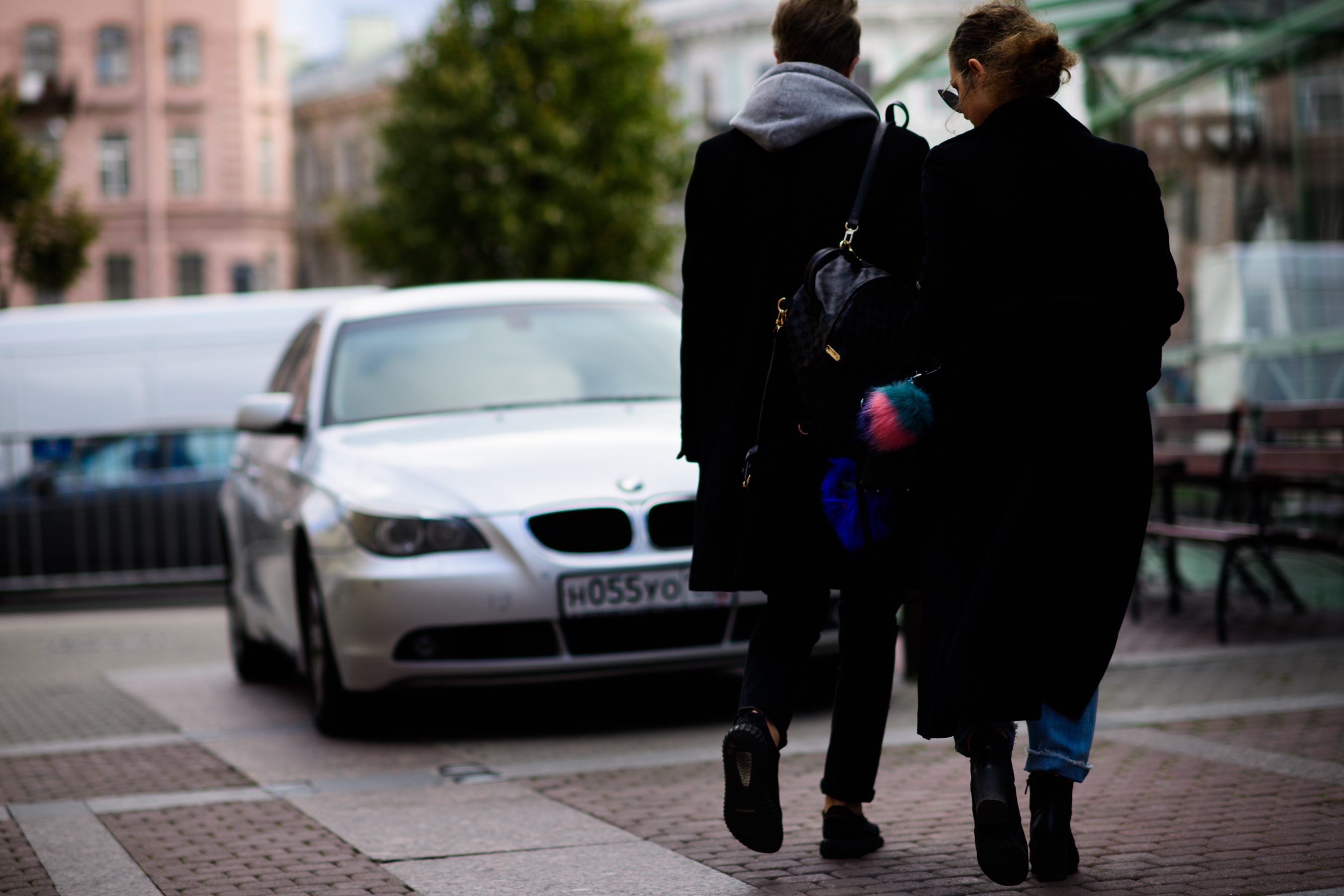 Russian boy and girl attending Fashion Week