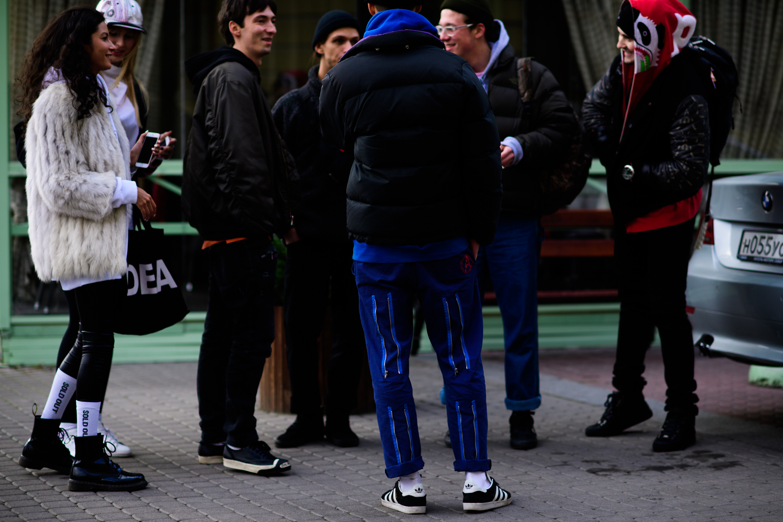 Group of Russian youth attending Fashion Week