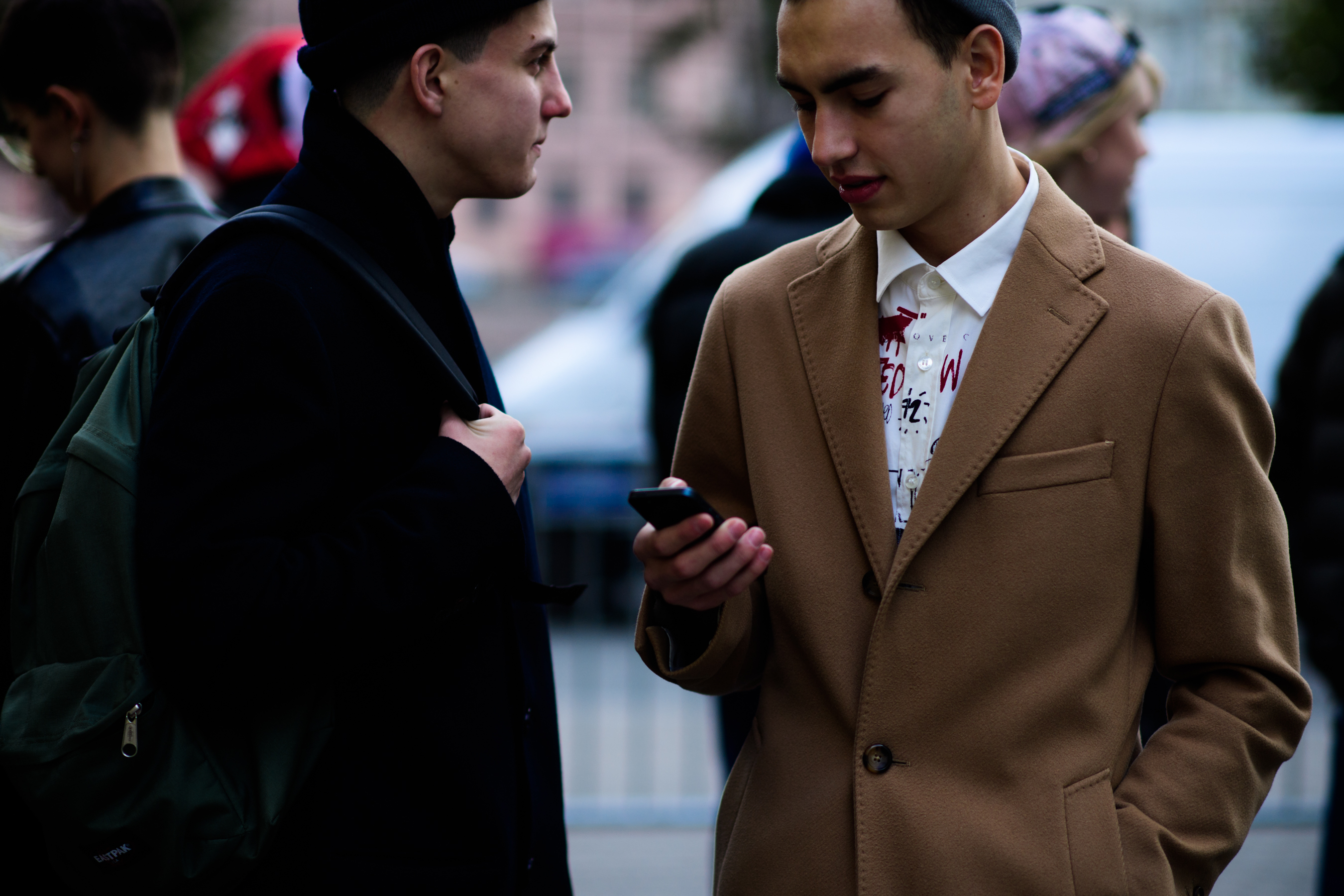Two Russian boys wearing coats