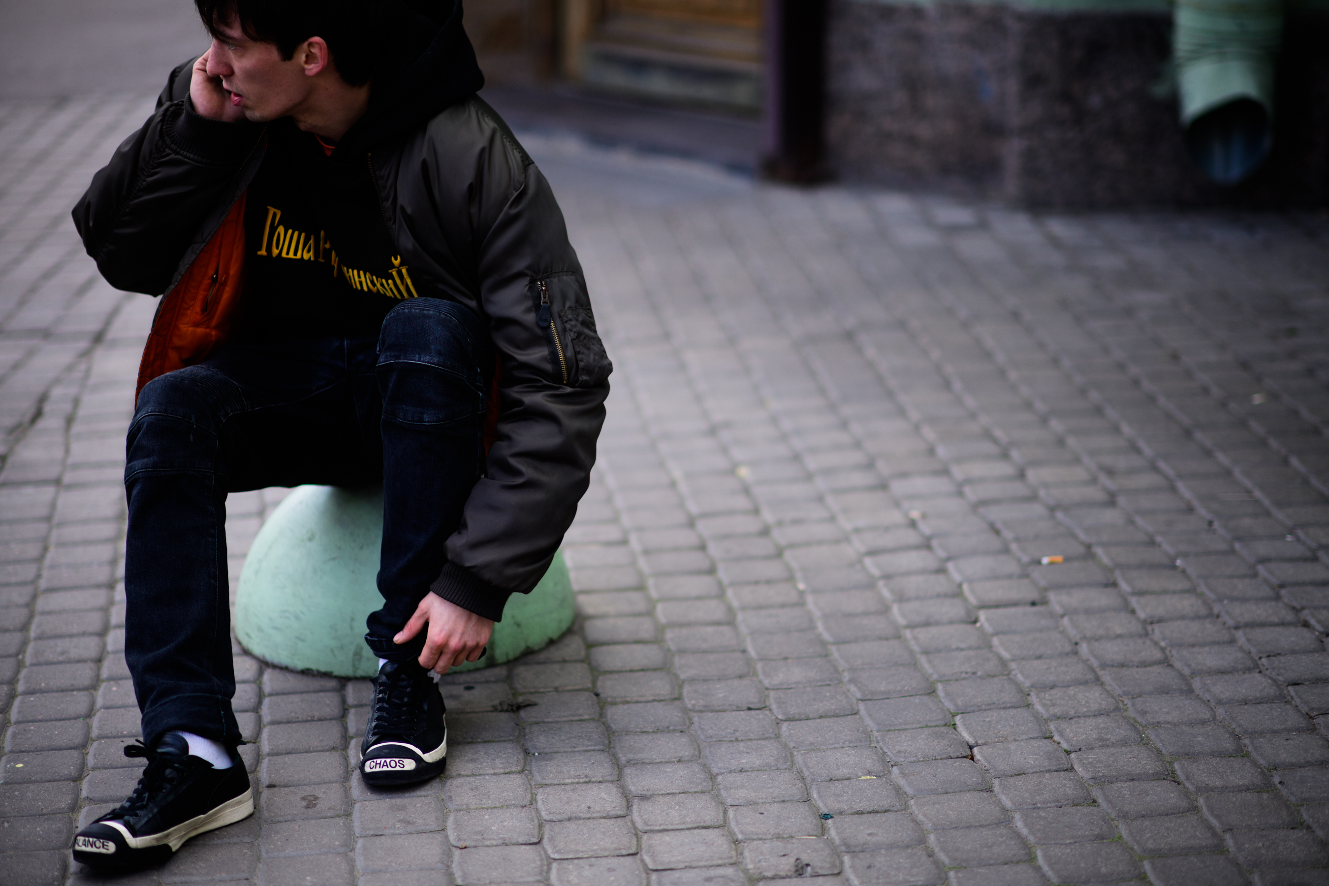 Russian man wearing Gosha Rubchinskiy
