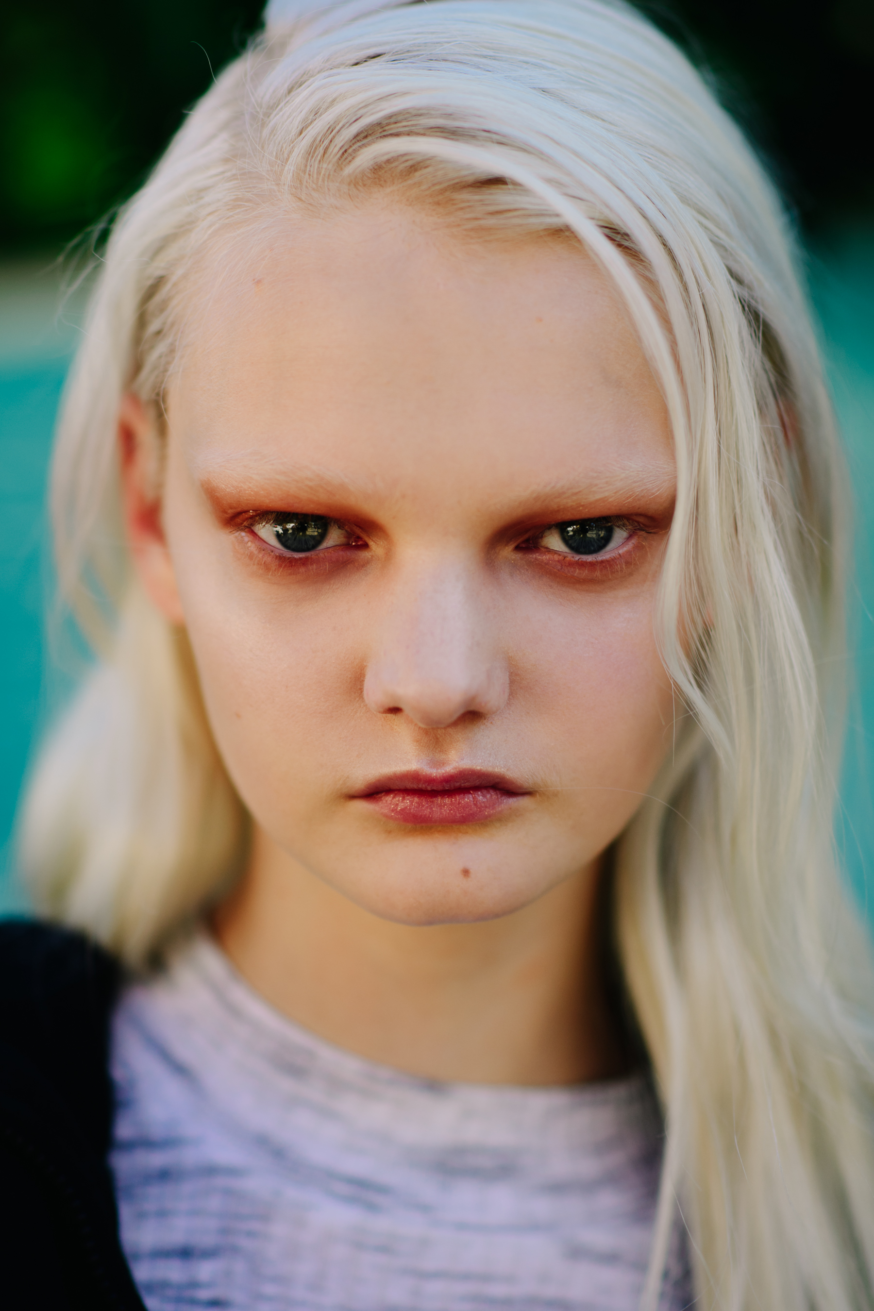 Portrait of Russian model with red eye makeup
