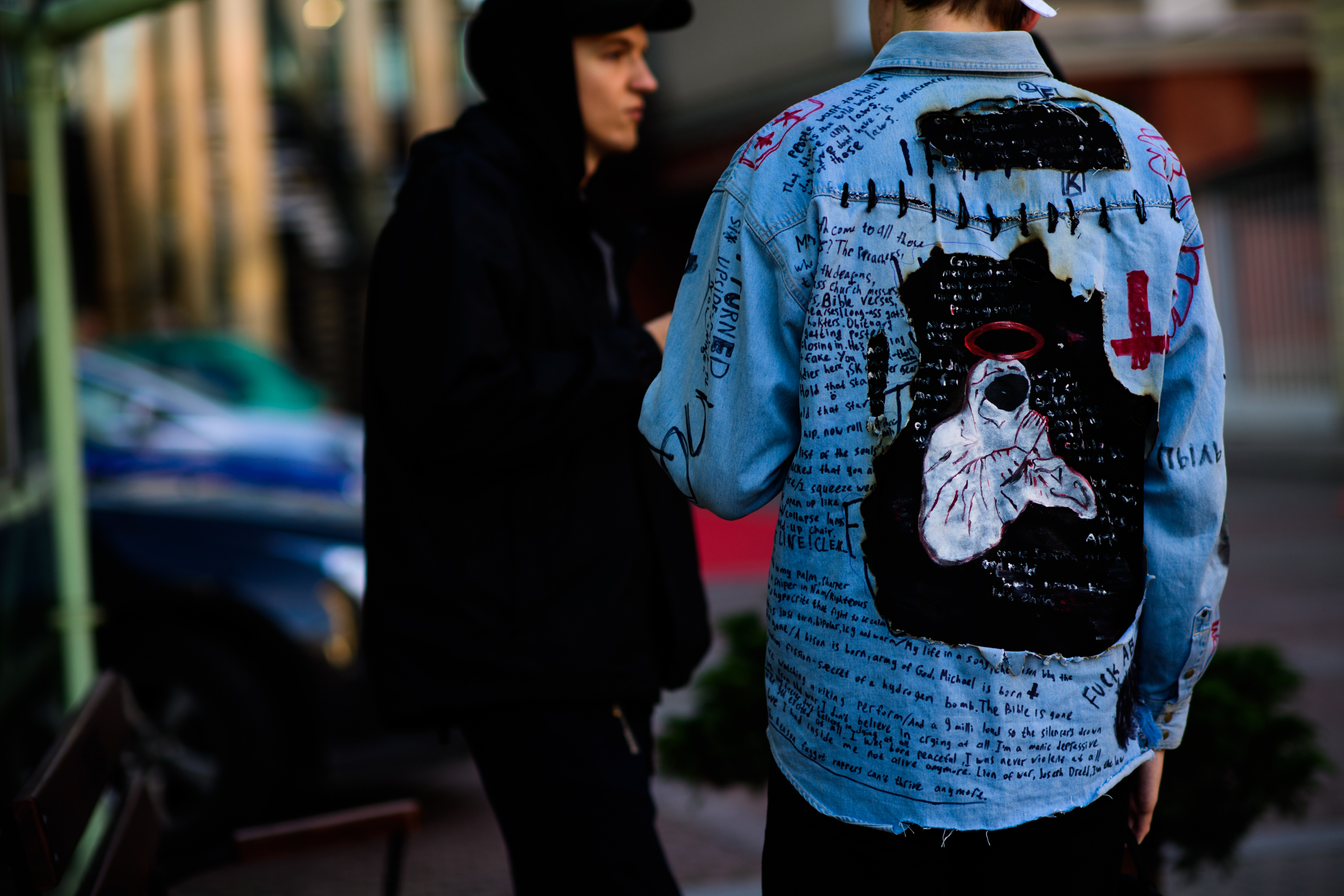 Russian boy wearing customised shirt