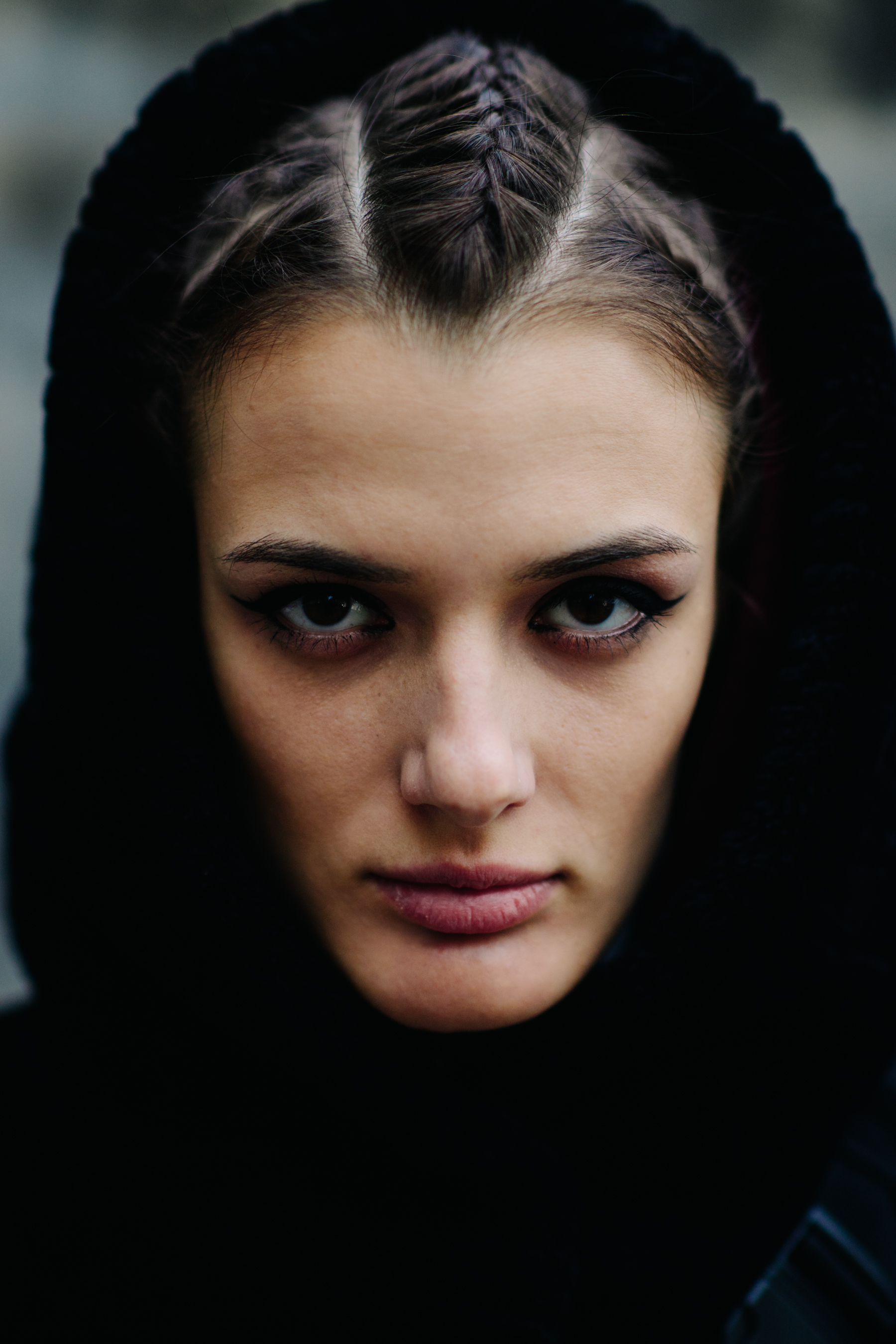 Portrait fo Ukrainian model with braided hair