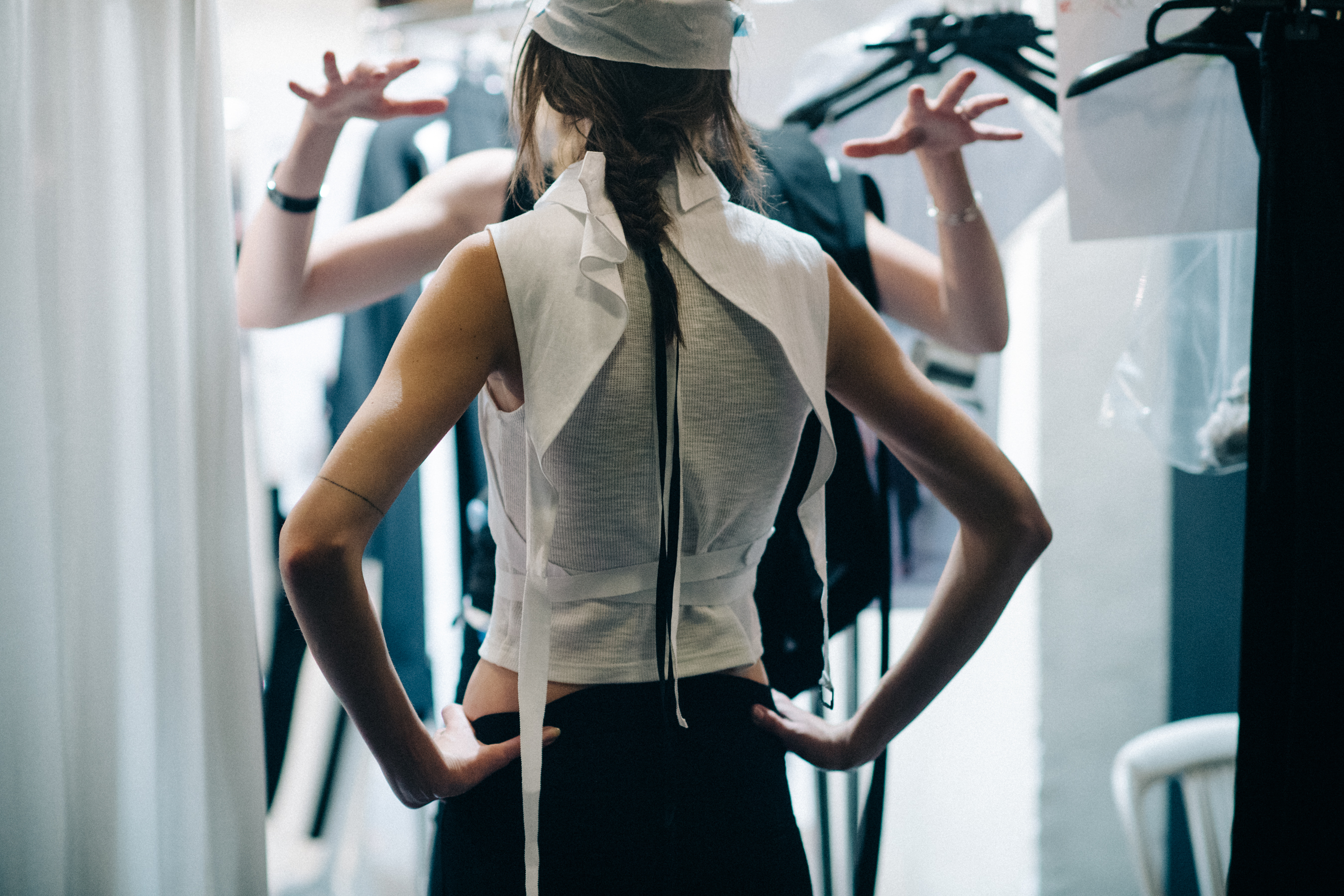 Model preparing for the show