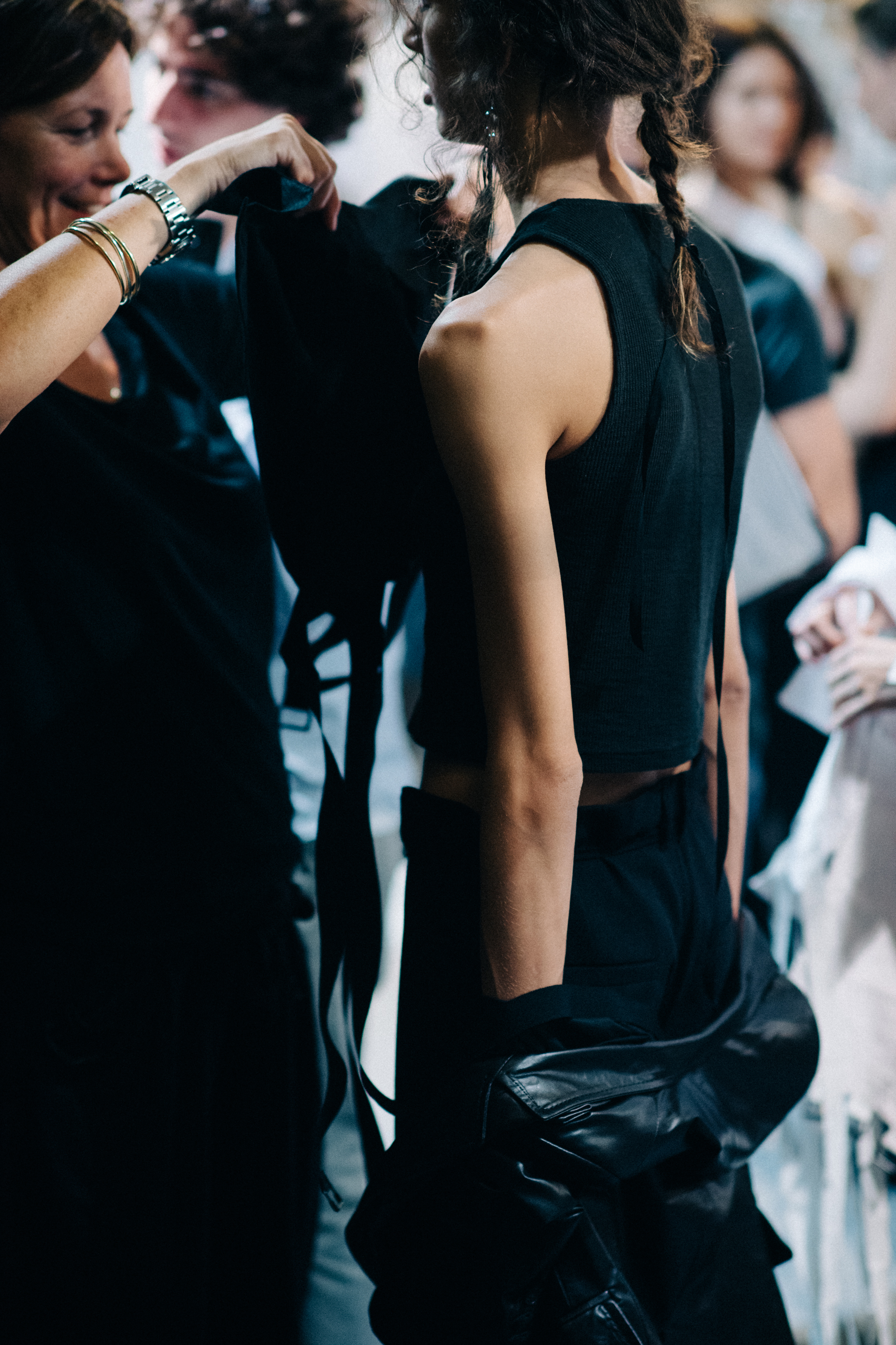 Model wearing clothes for the show
