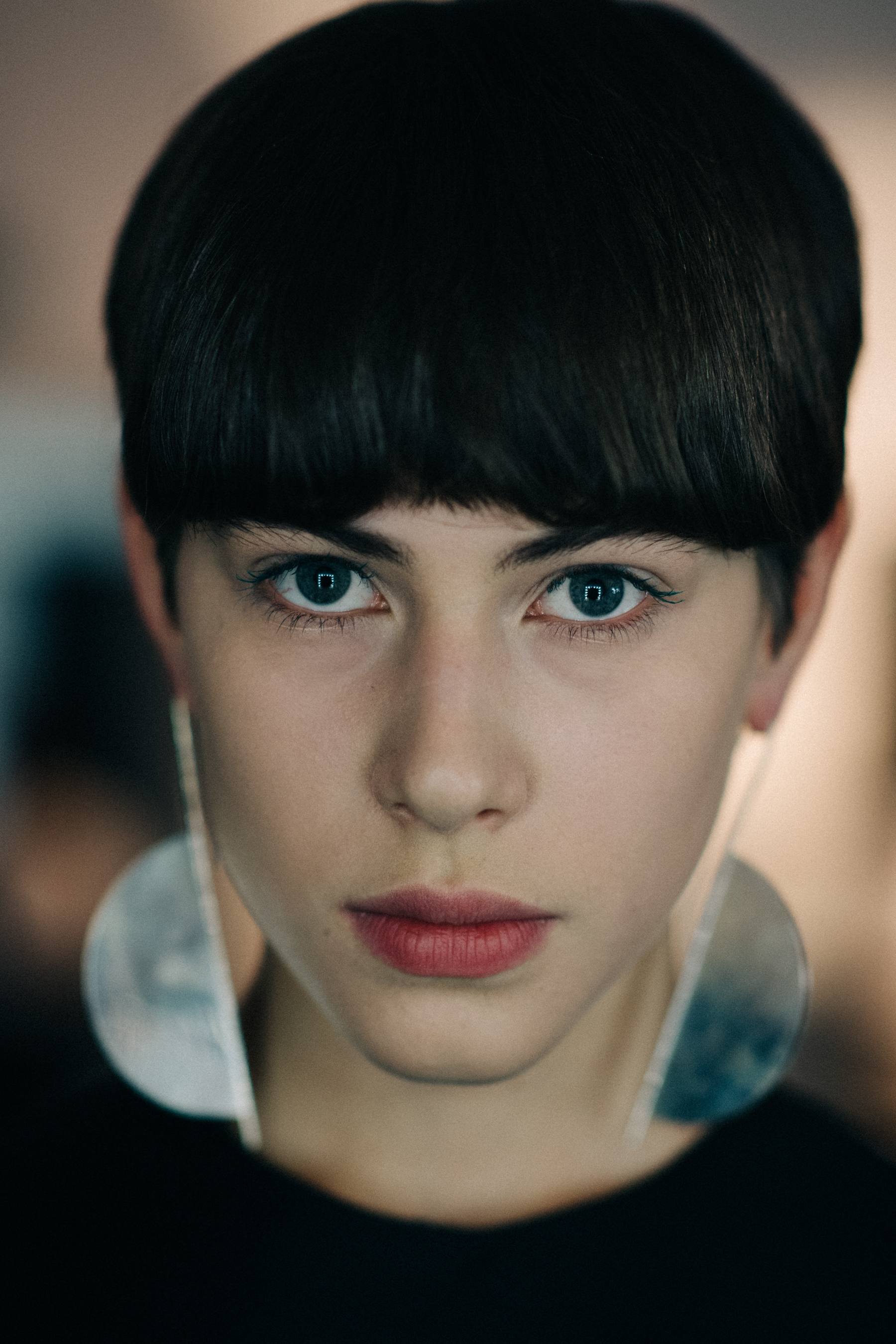 Portrait of model with short hair