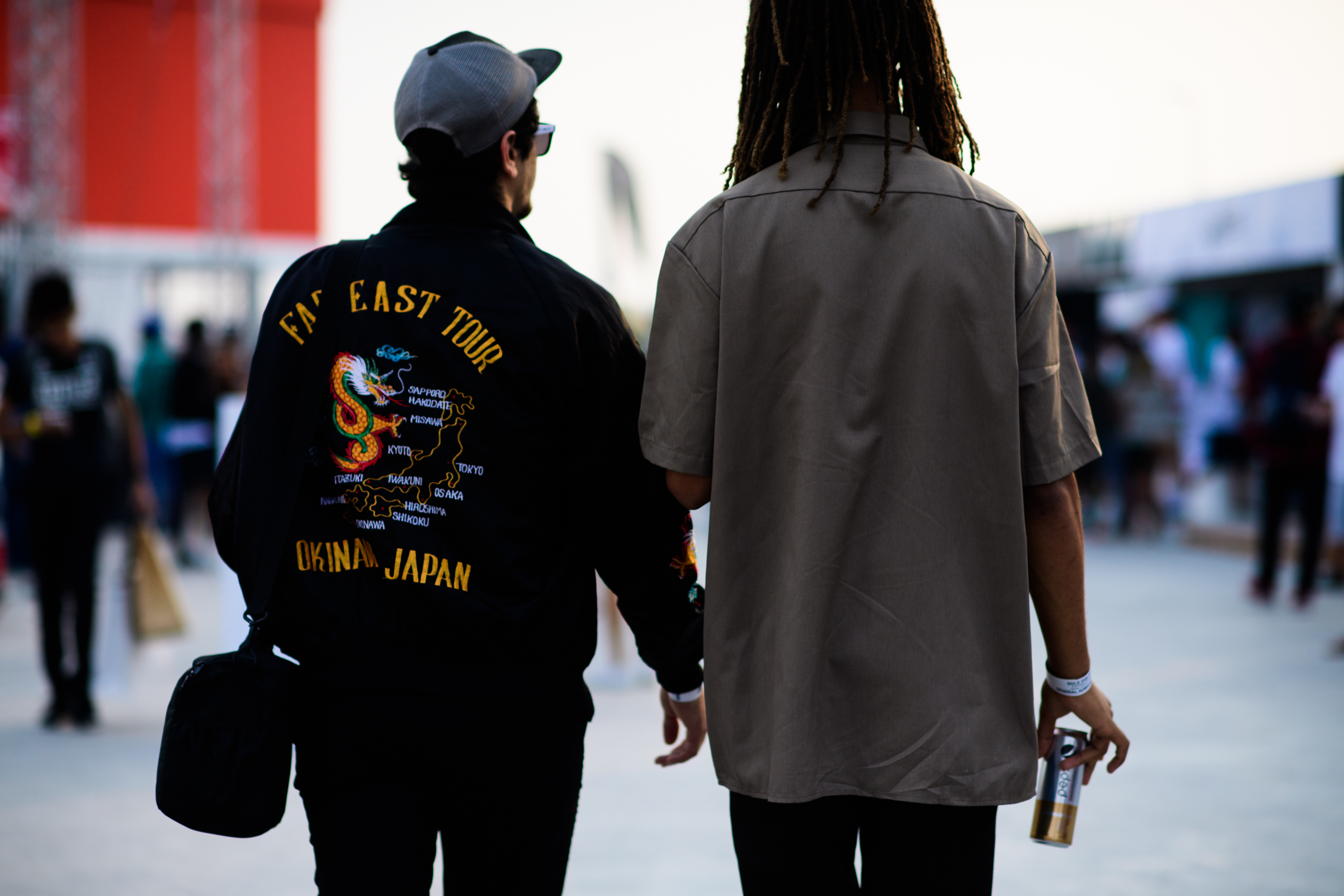 Man wearing jacket with Japan map