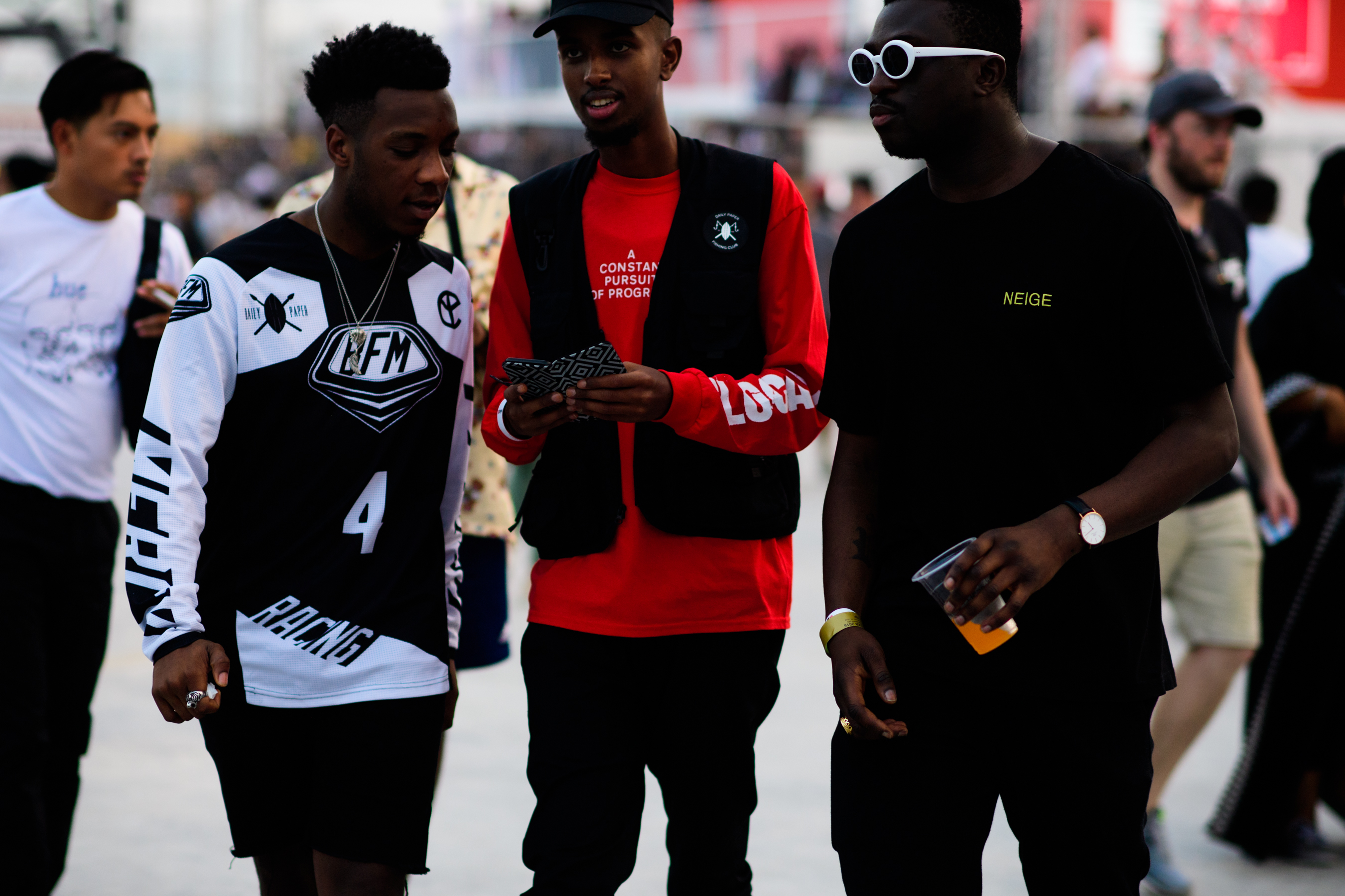 Black people wearing streer wear