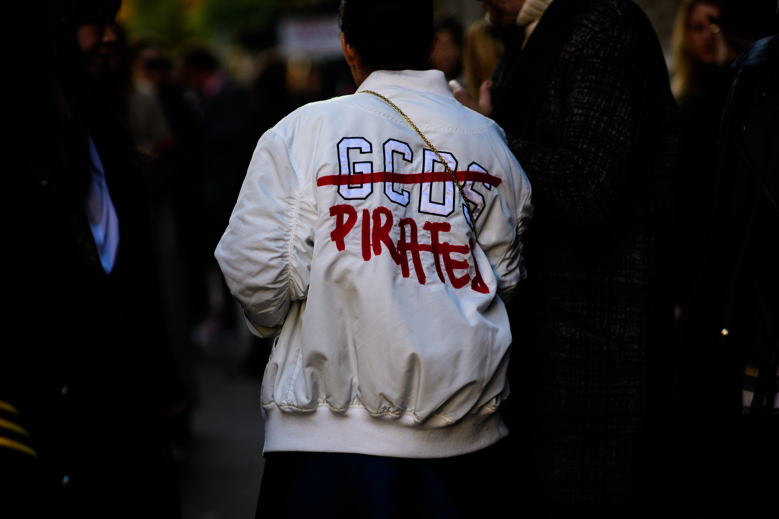 Woman wearing GCDS bomber