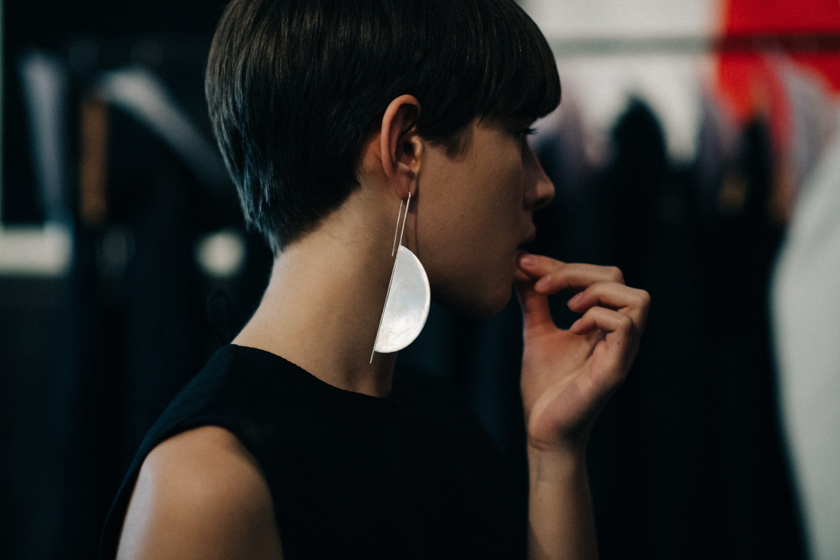 Model touching herself lips