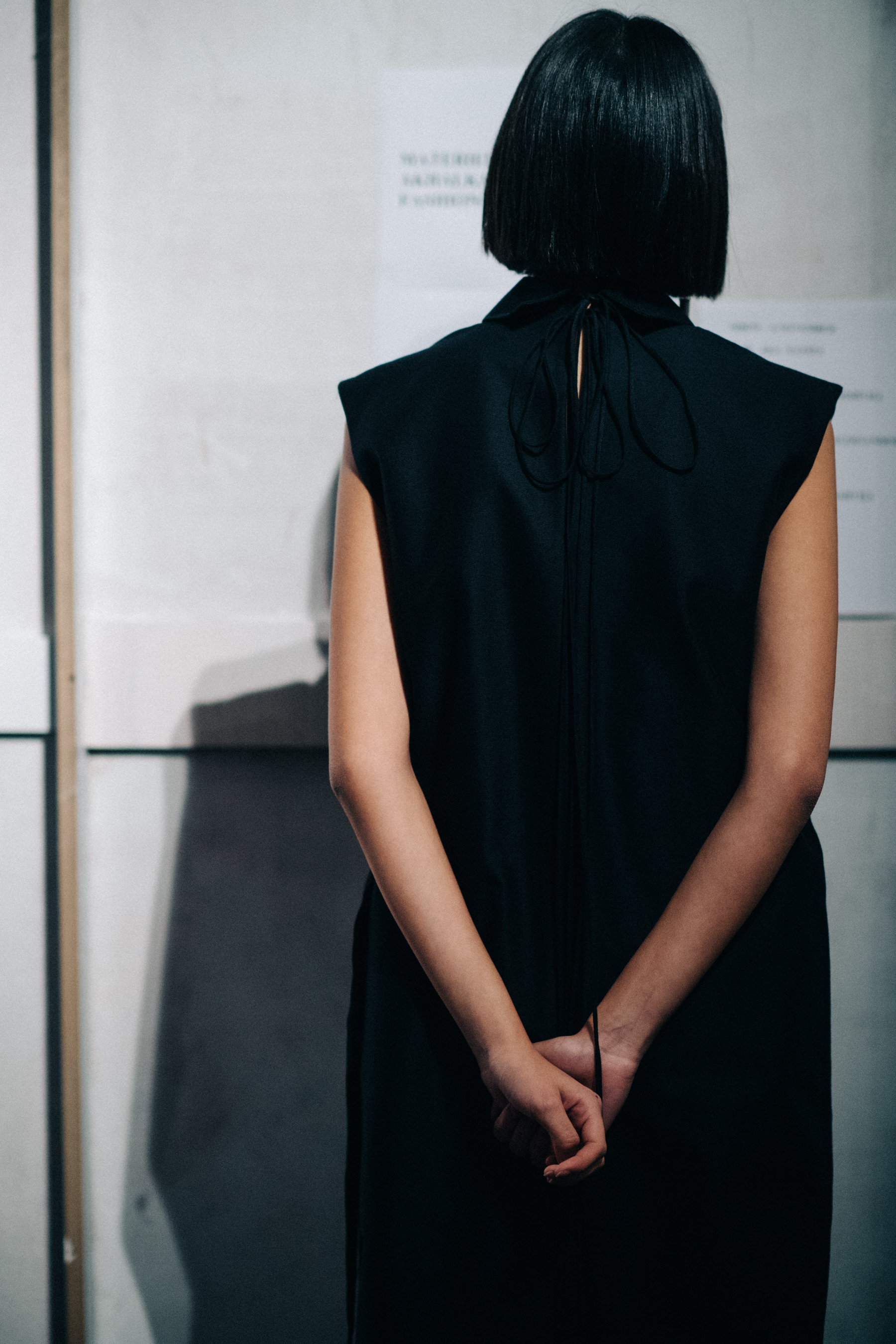 Model with short dark hair