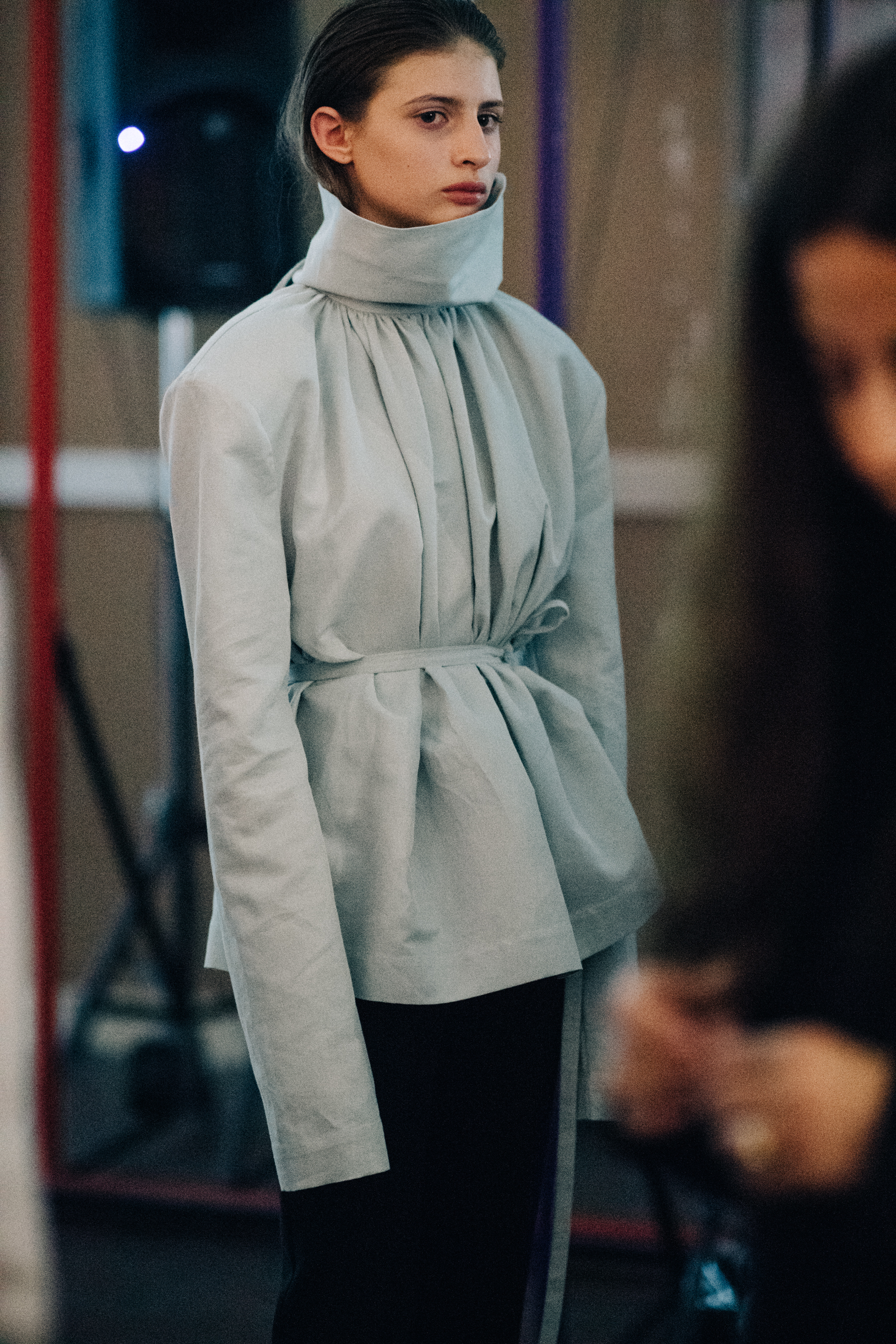Model with long sleeve