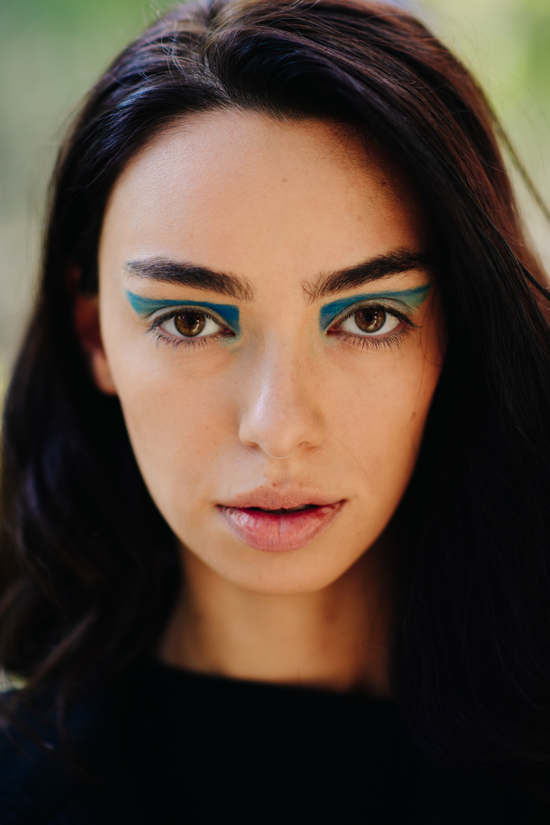 Portrait of a model with blue make up