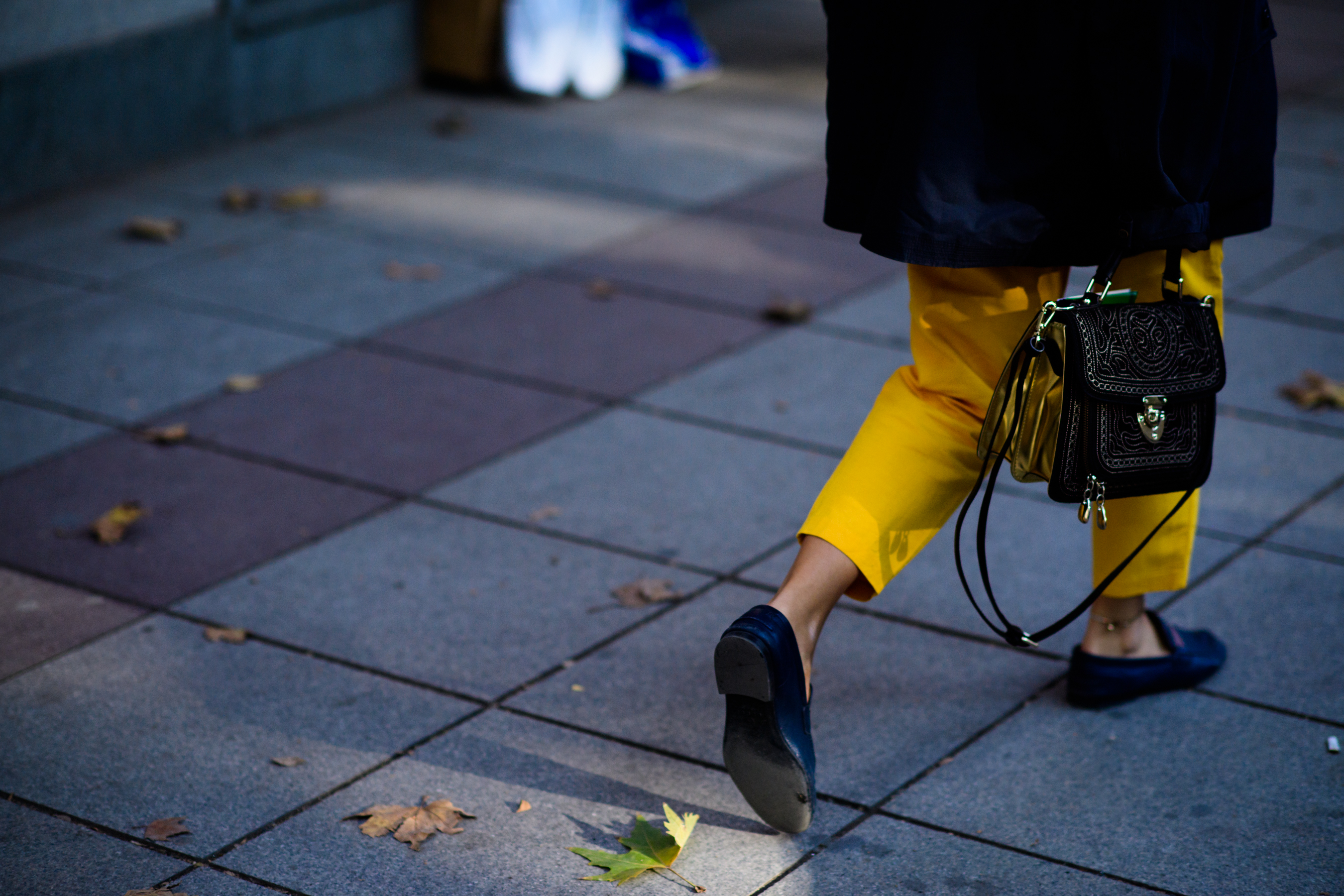 Woman wearing yellow pants