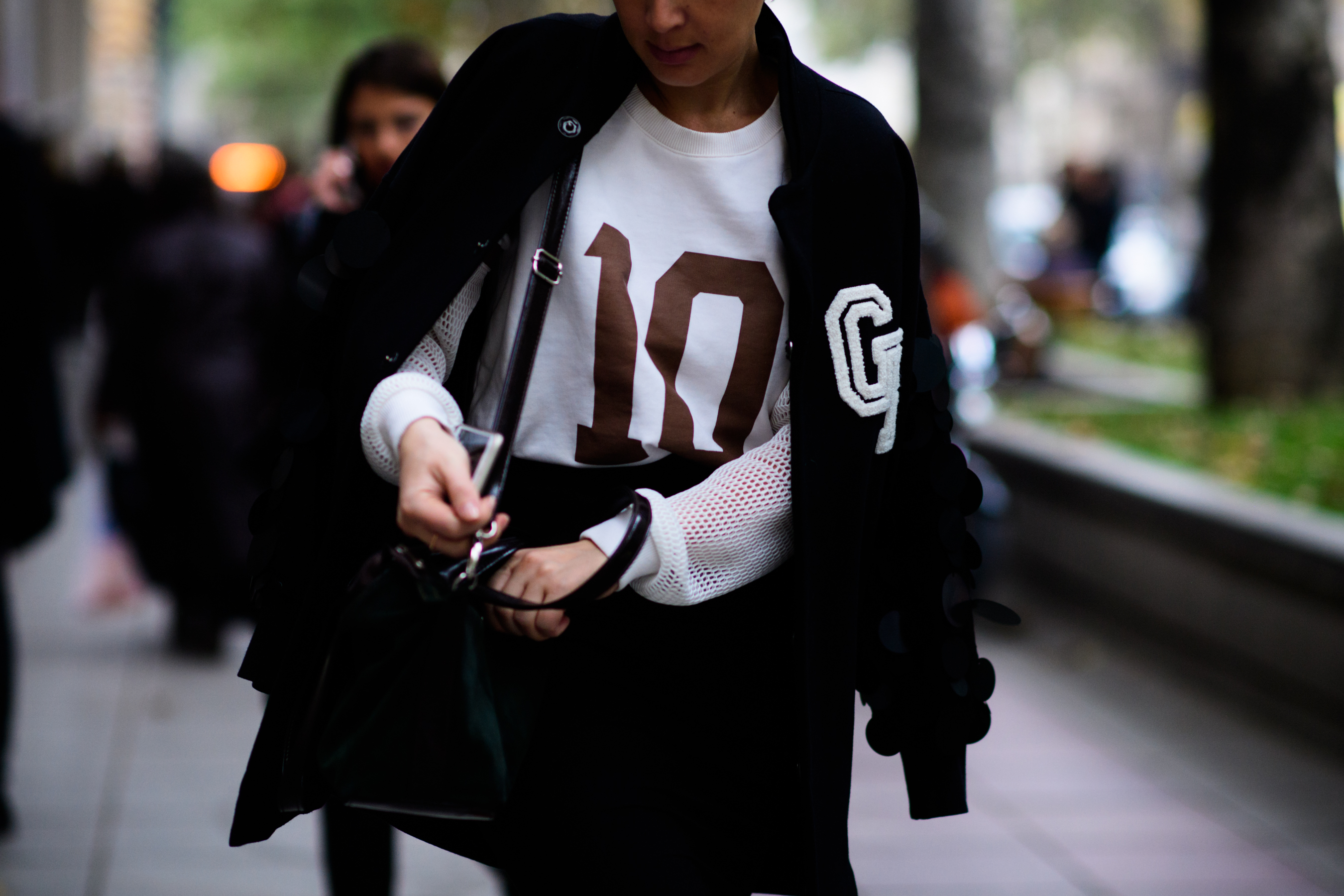 Woman wearing black jacket