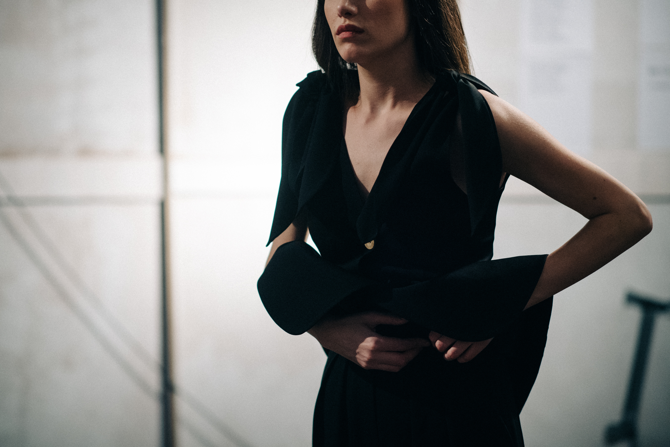 Woman wearing black