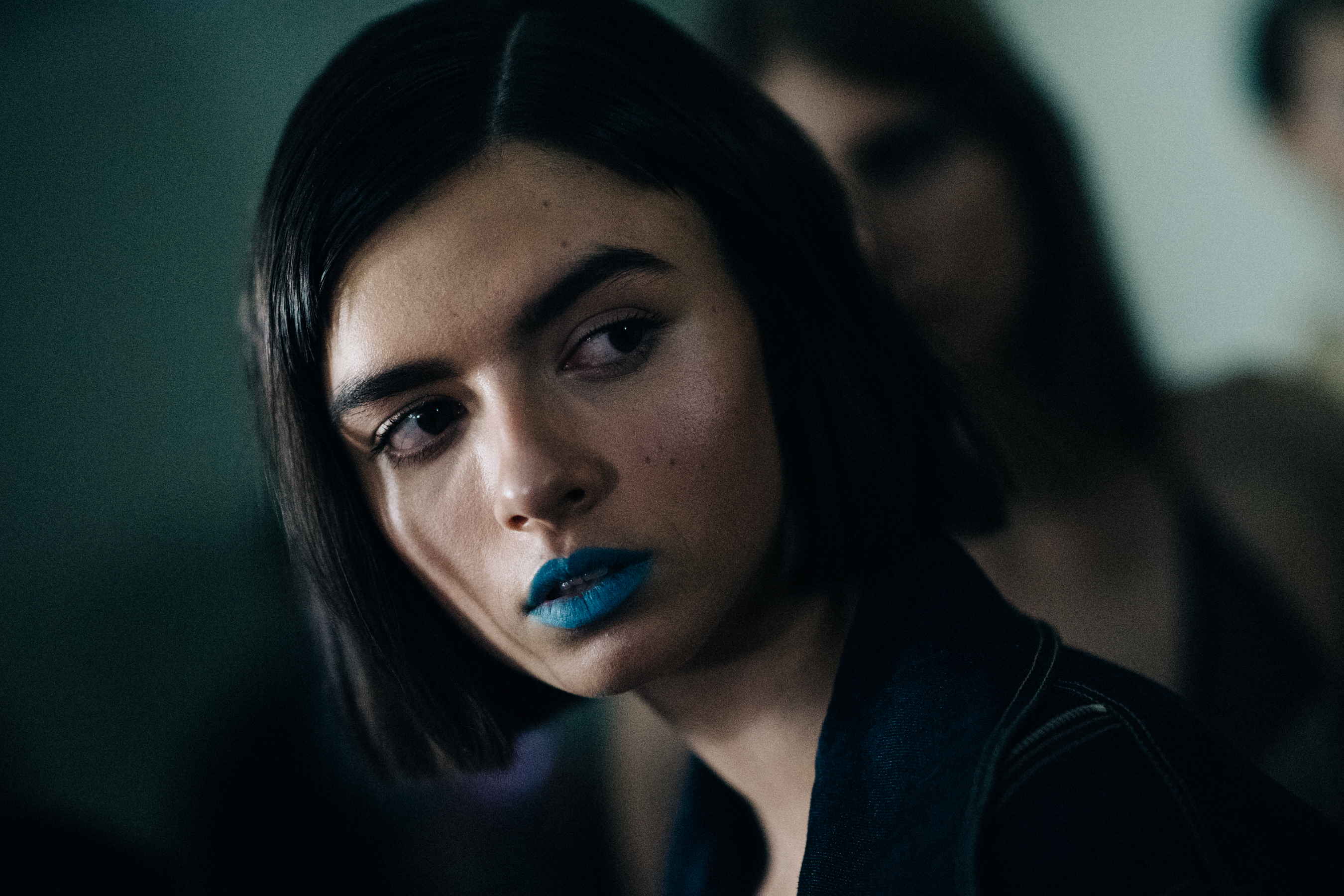 Model with blue lips