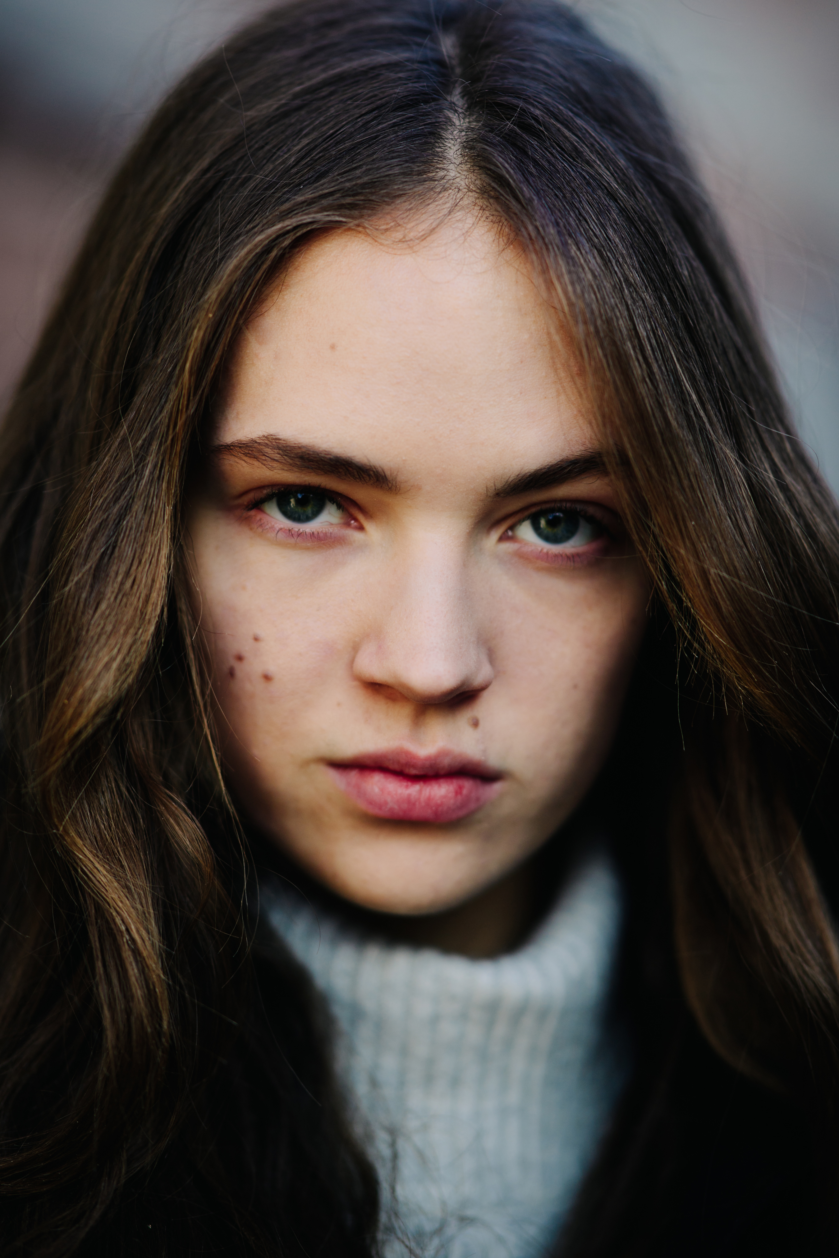 Portrait of model with long hair
