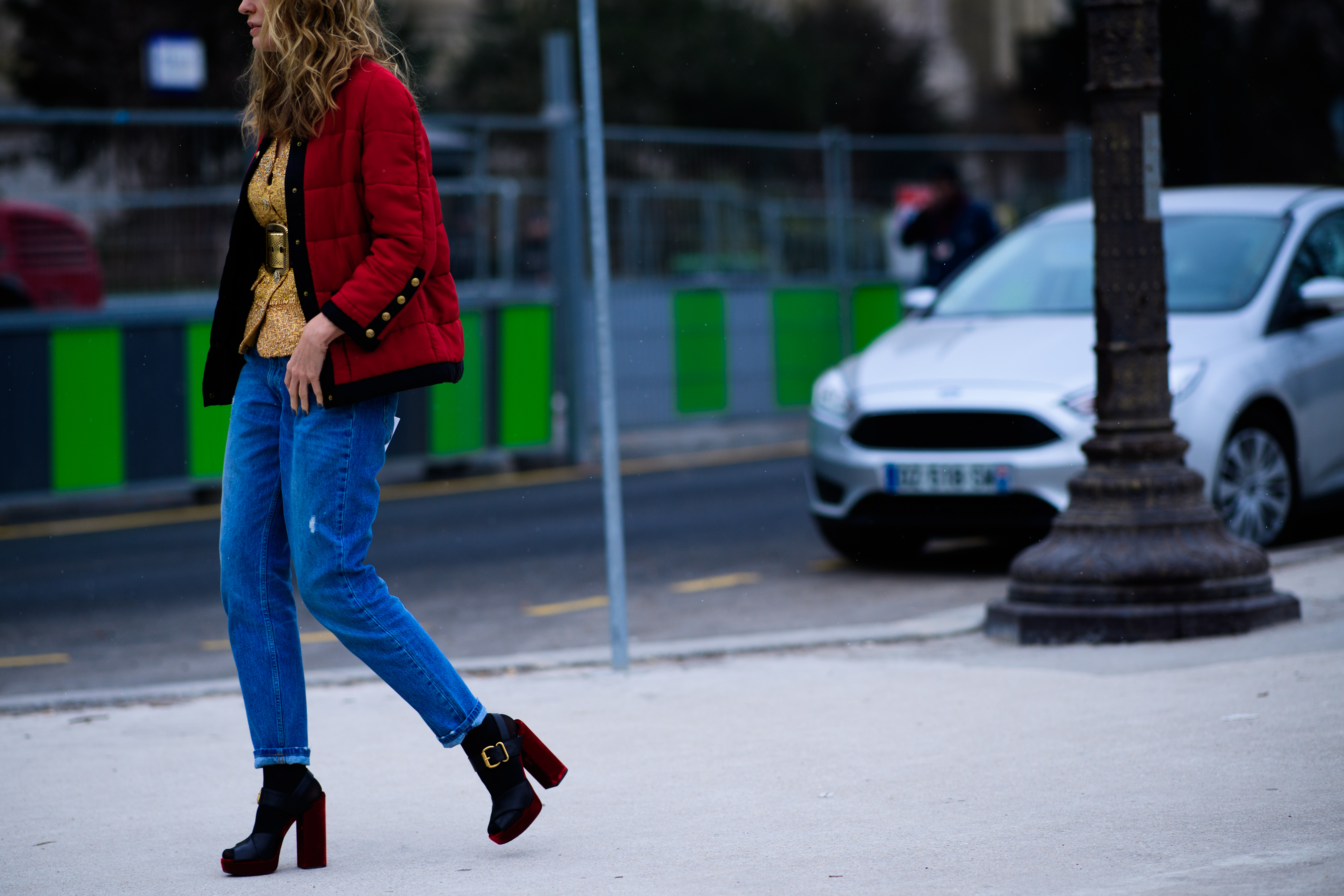 Man wearing red jacket