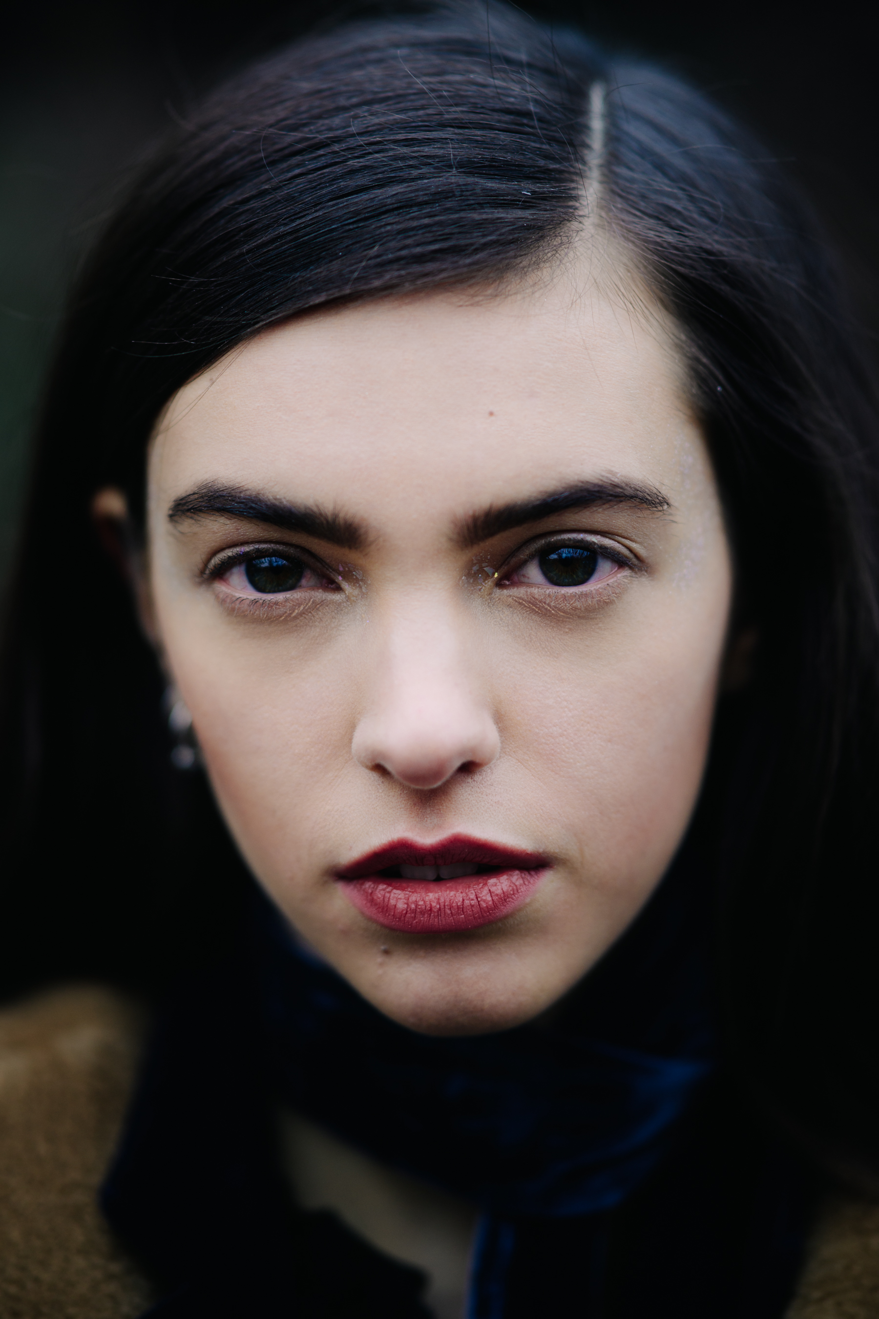 Portrait of woman with black hair