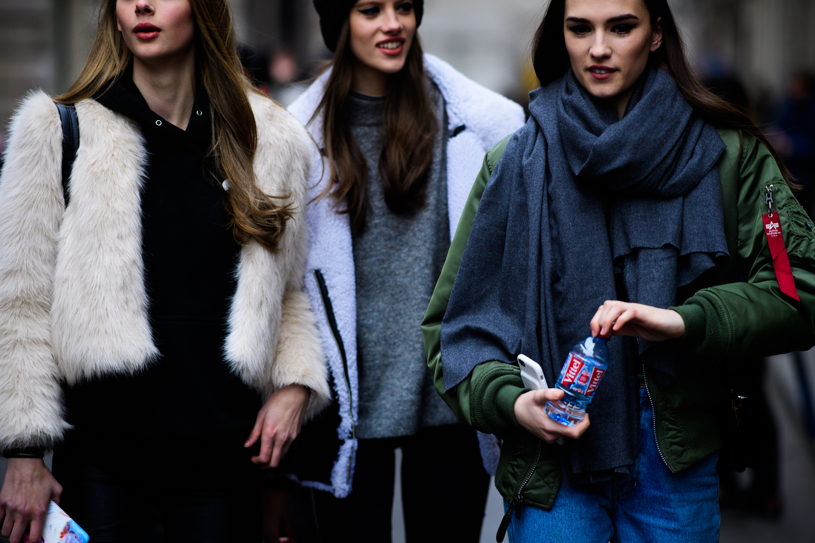 Models with long hair after the show