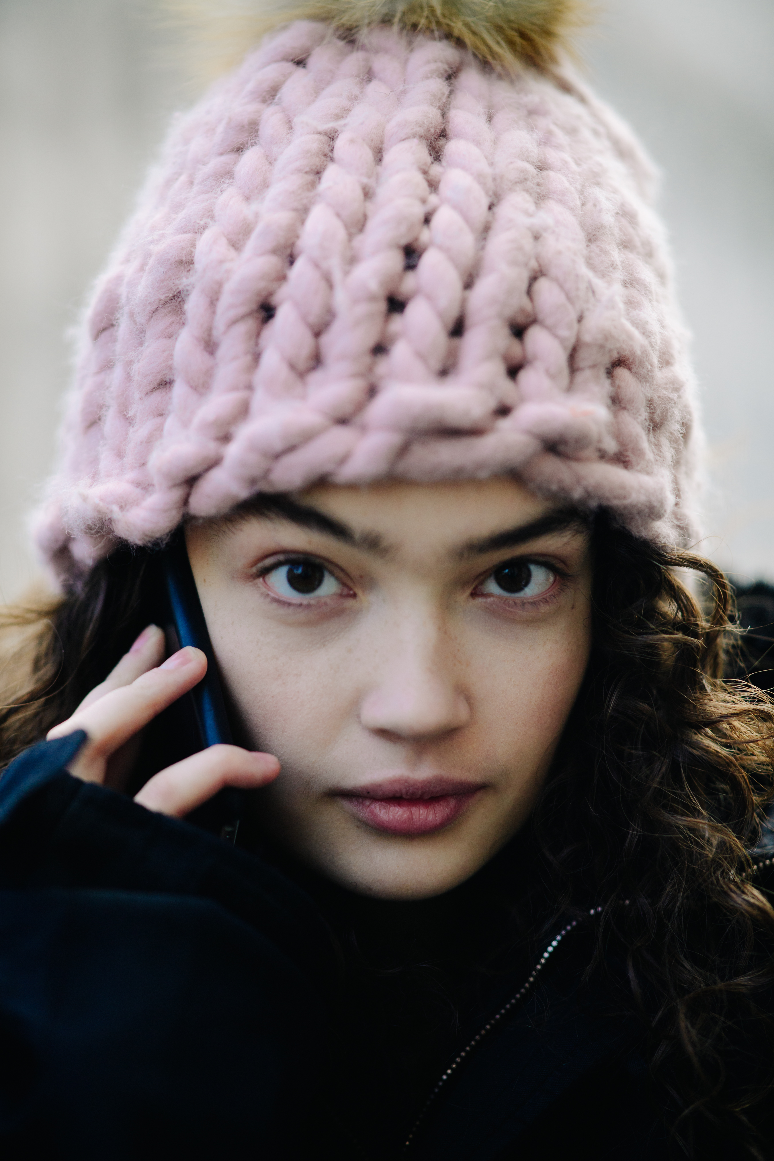 Man wearing pink hat