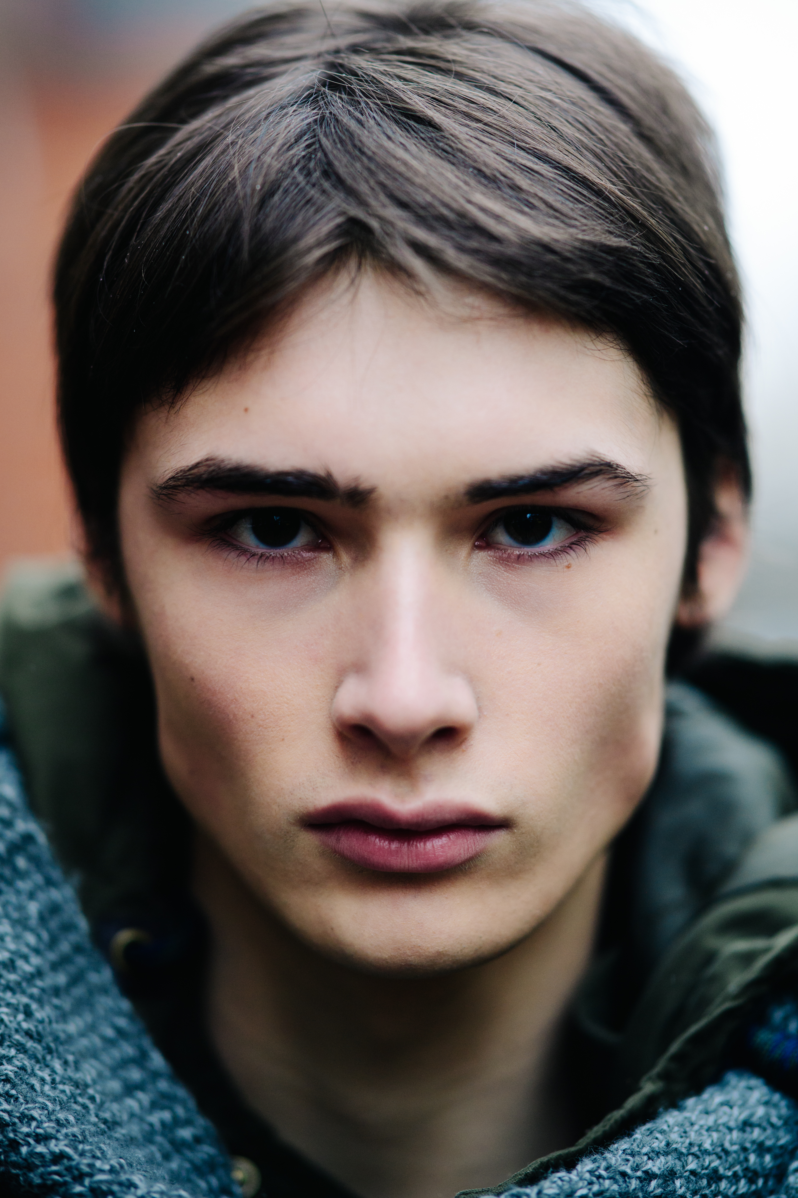 Portrait of male model with short hair