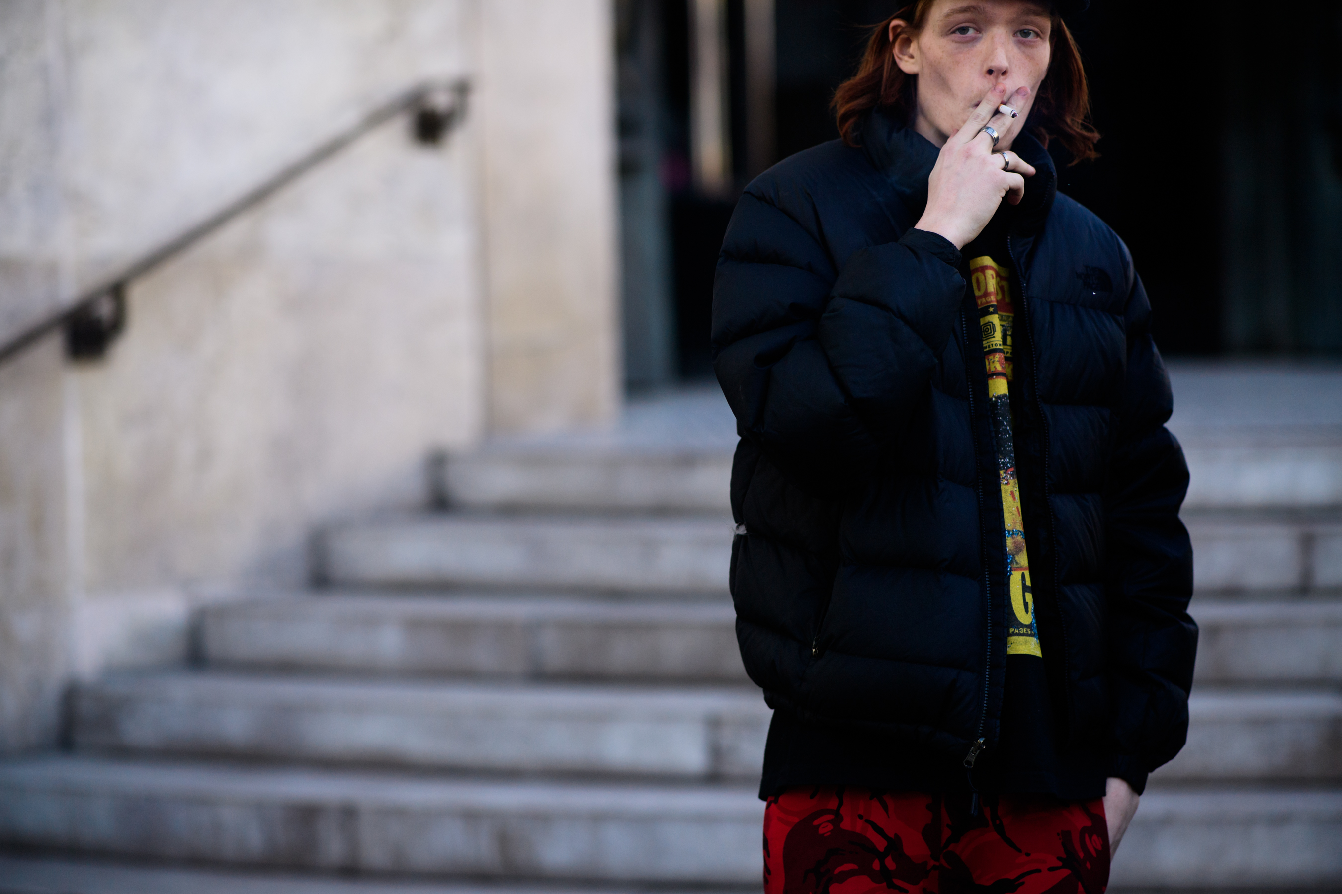 Man with long red hair