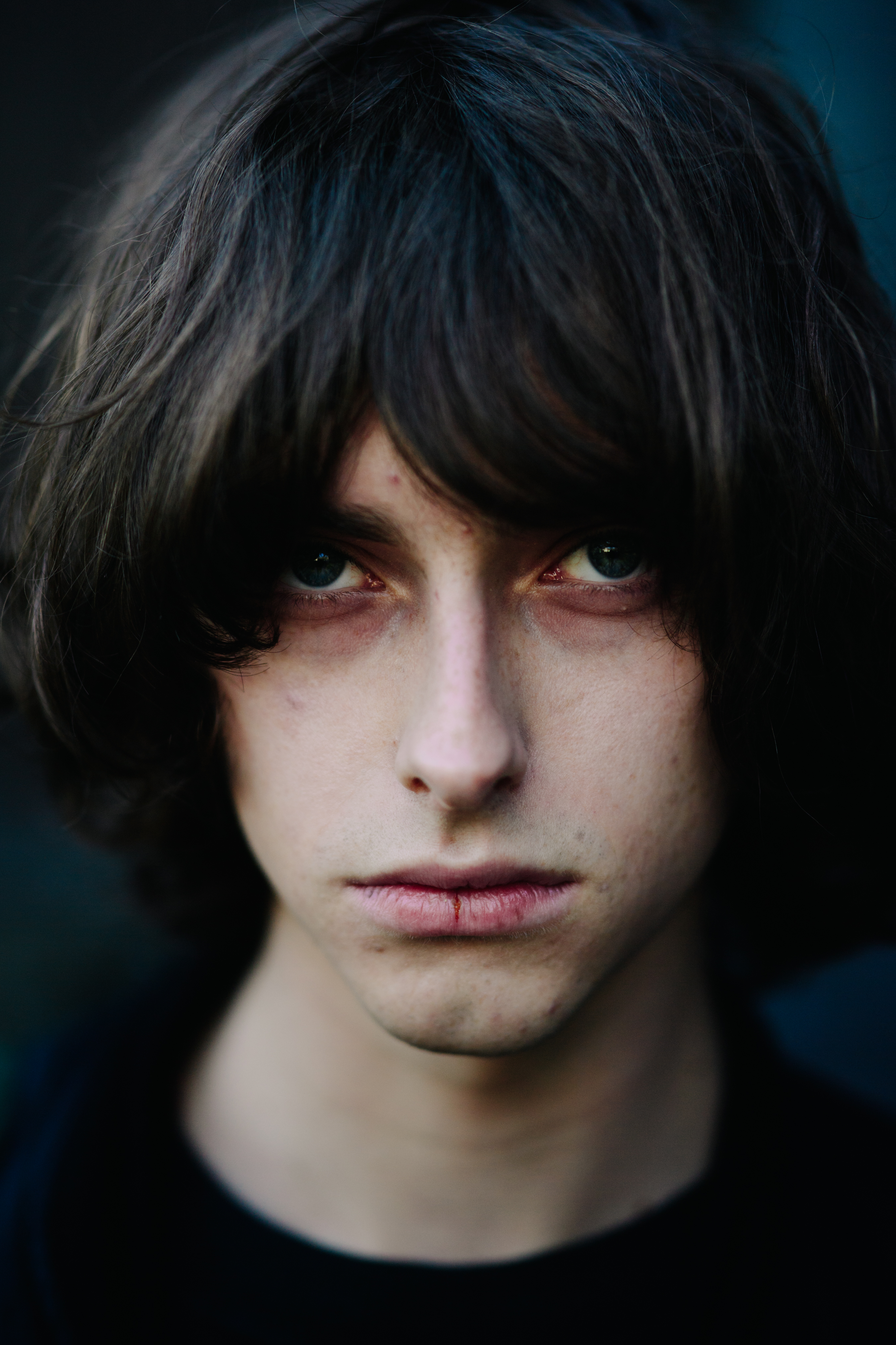 Portrait of model with long hair