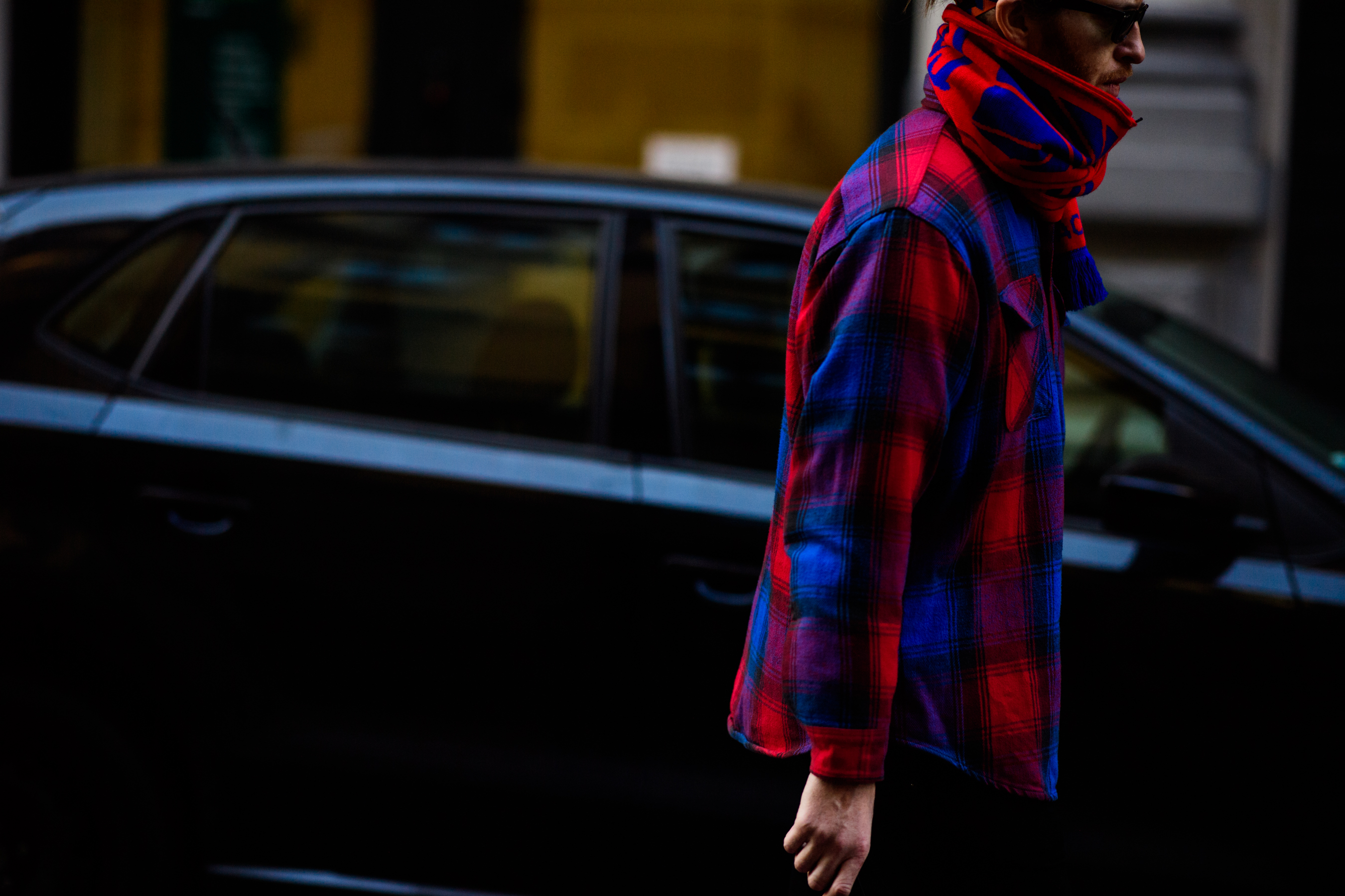 Man wearing gosha rubchinskiy scarf