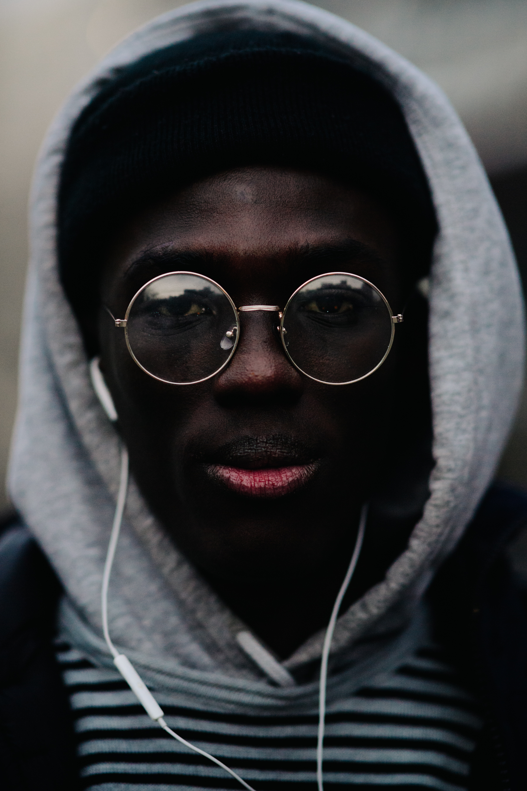 Portrait of african man with classes