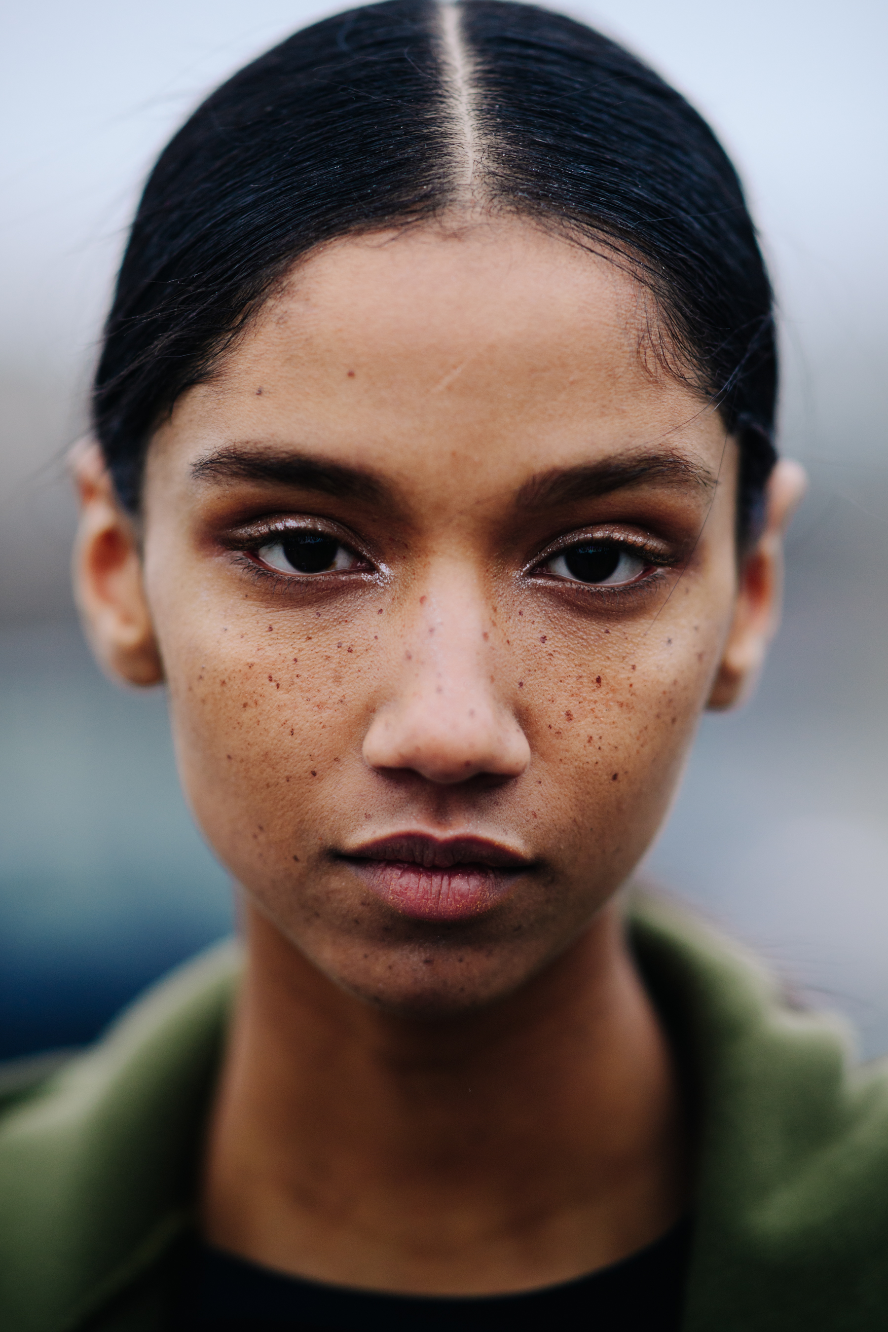 Portrait of model with freckles