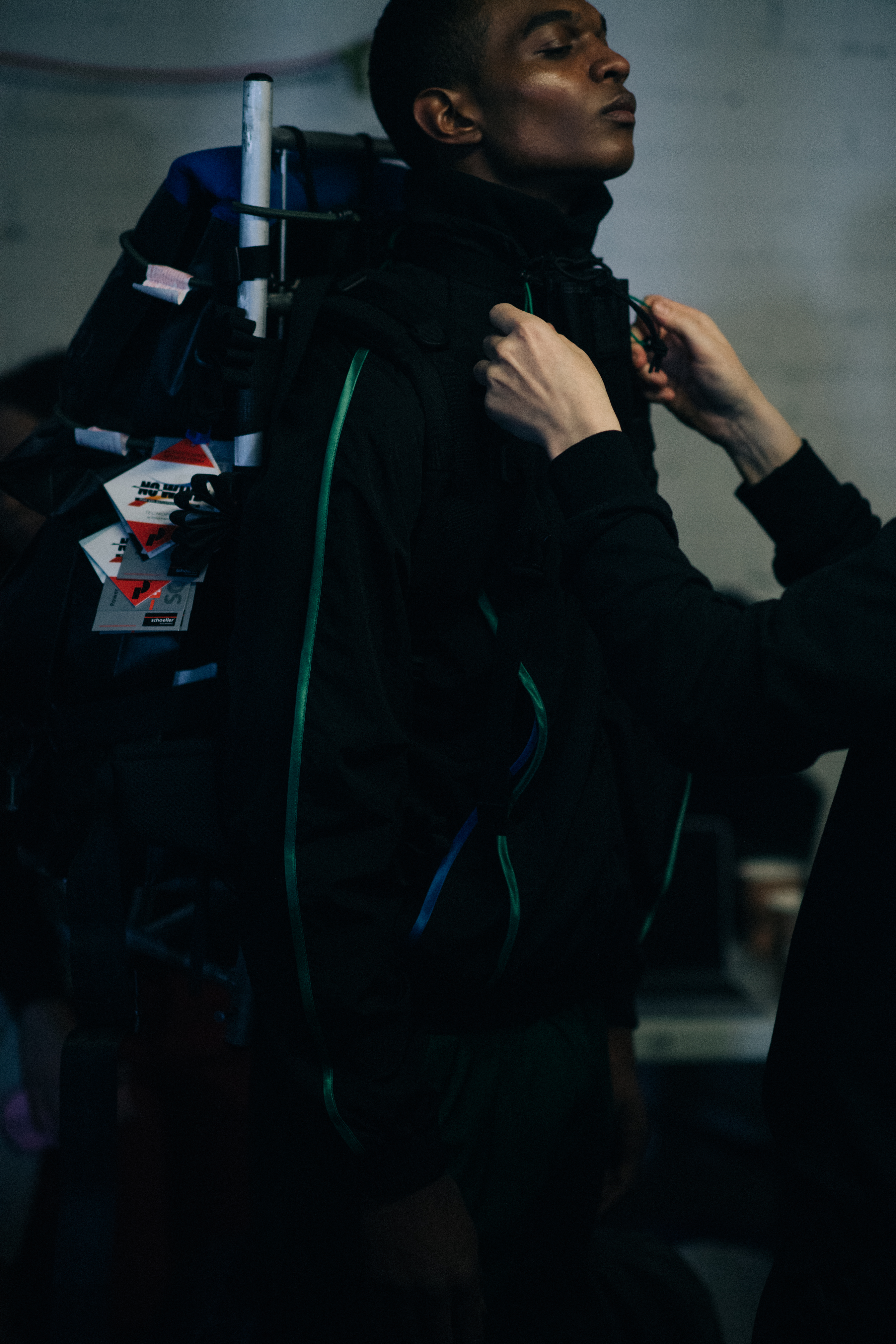 Ainsley wearing backpack