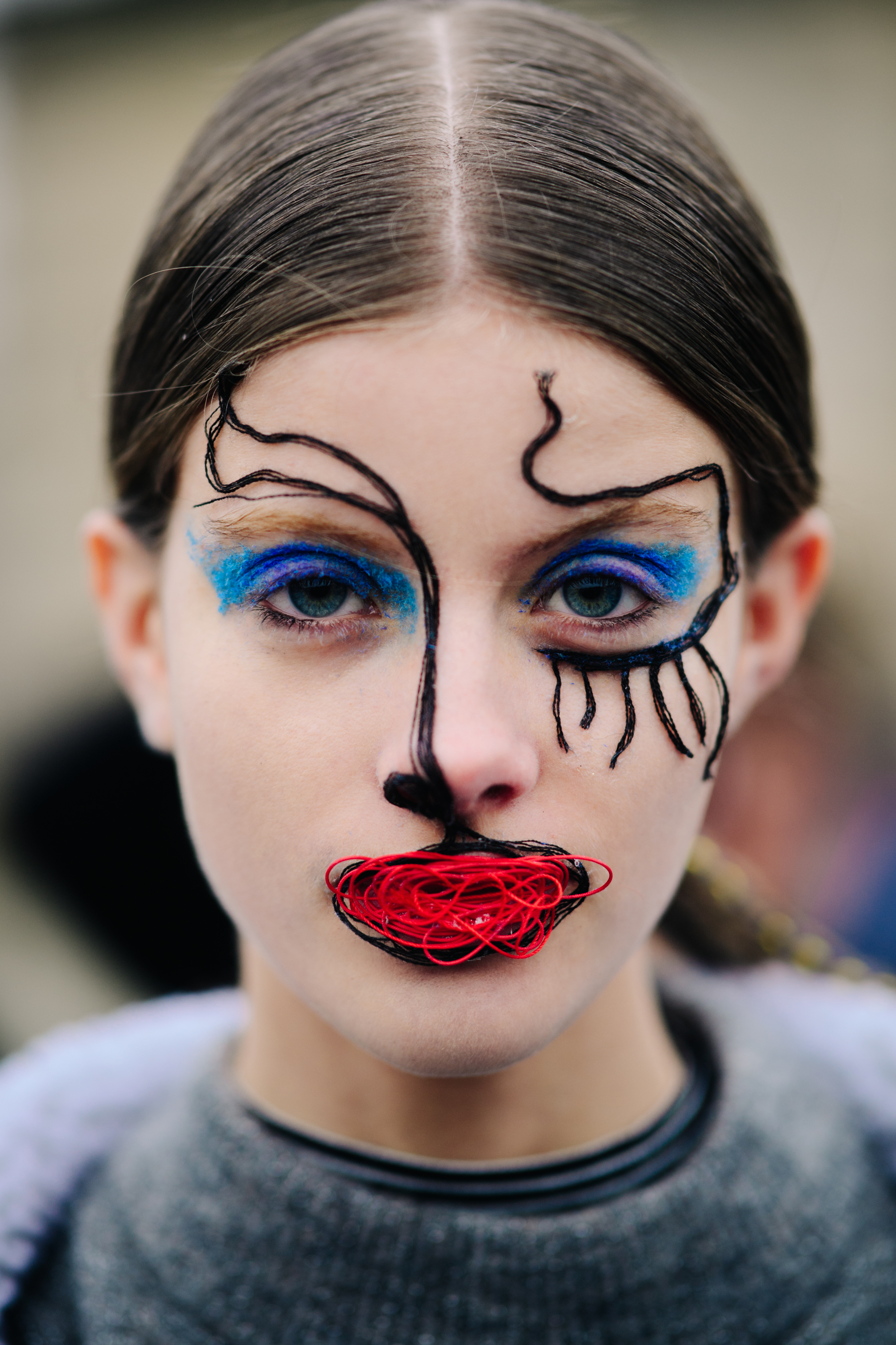Portrait of model with Margiela makeup