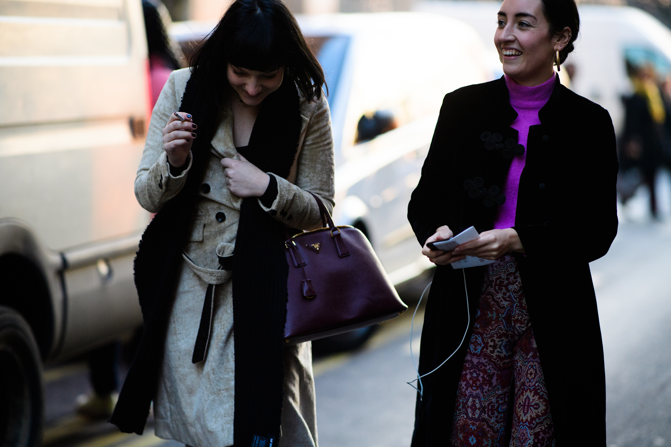 Woman with Prada handbag