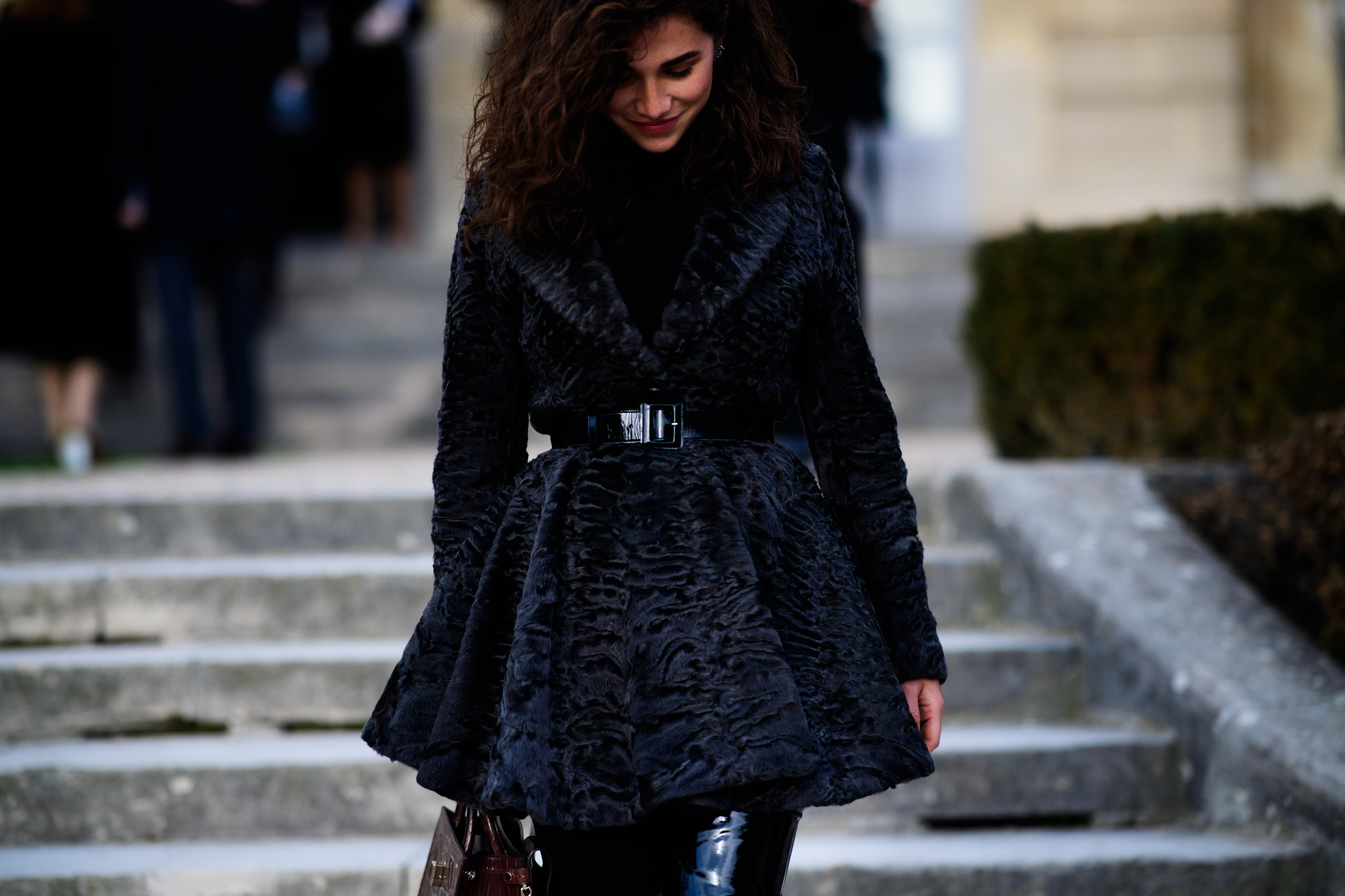 Woman wearing black jacket
