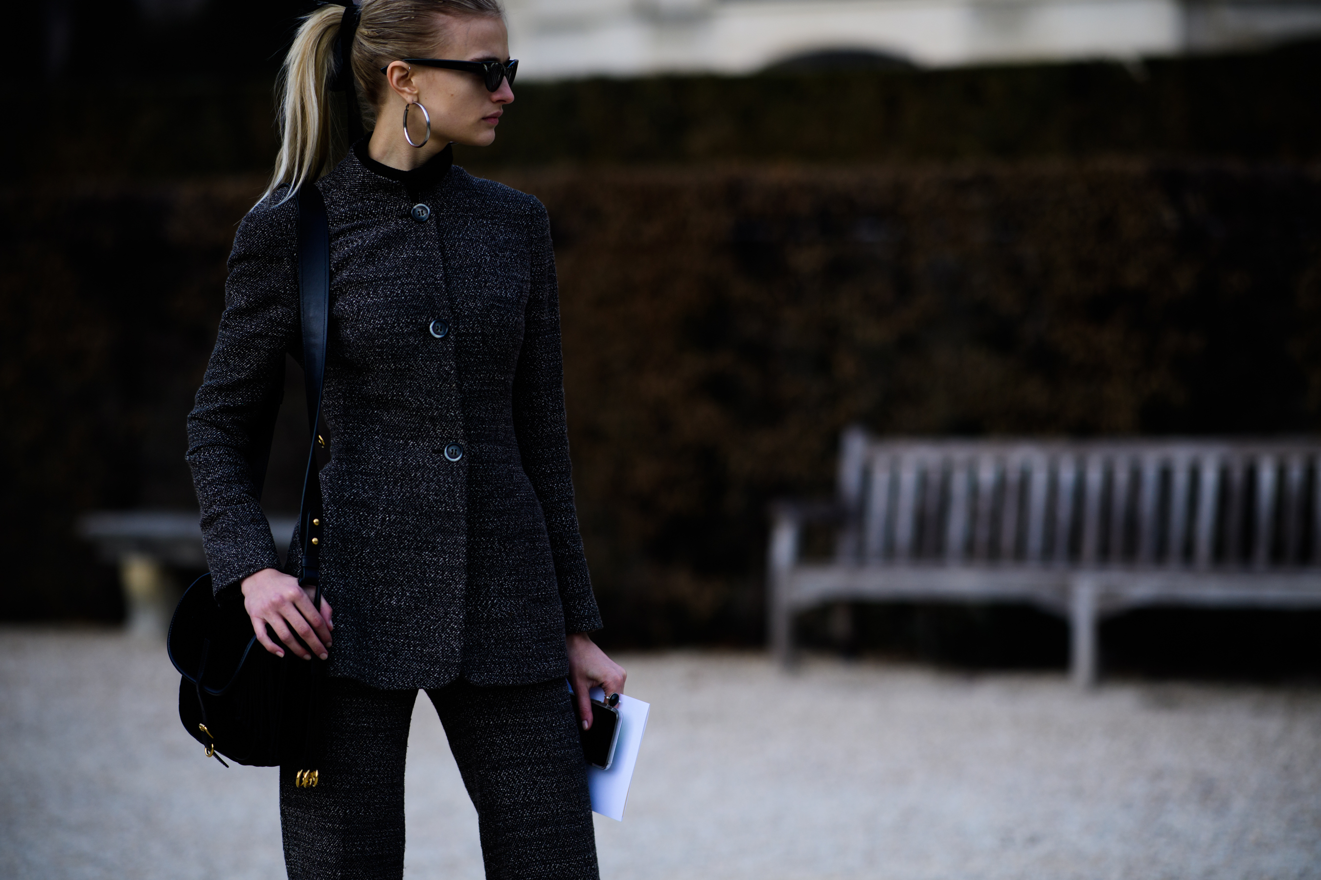 Woman with blond collected hair