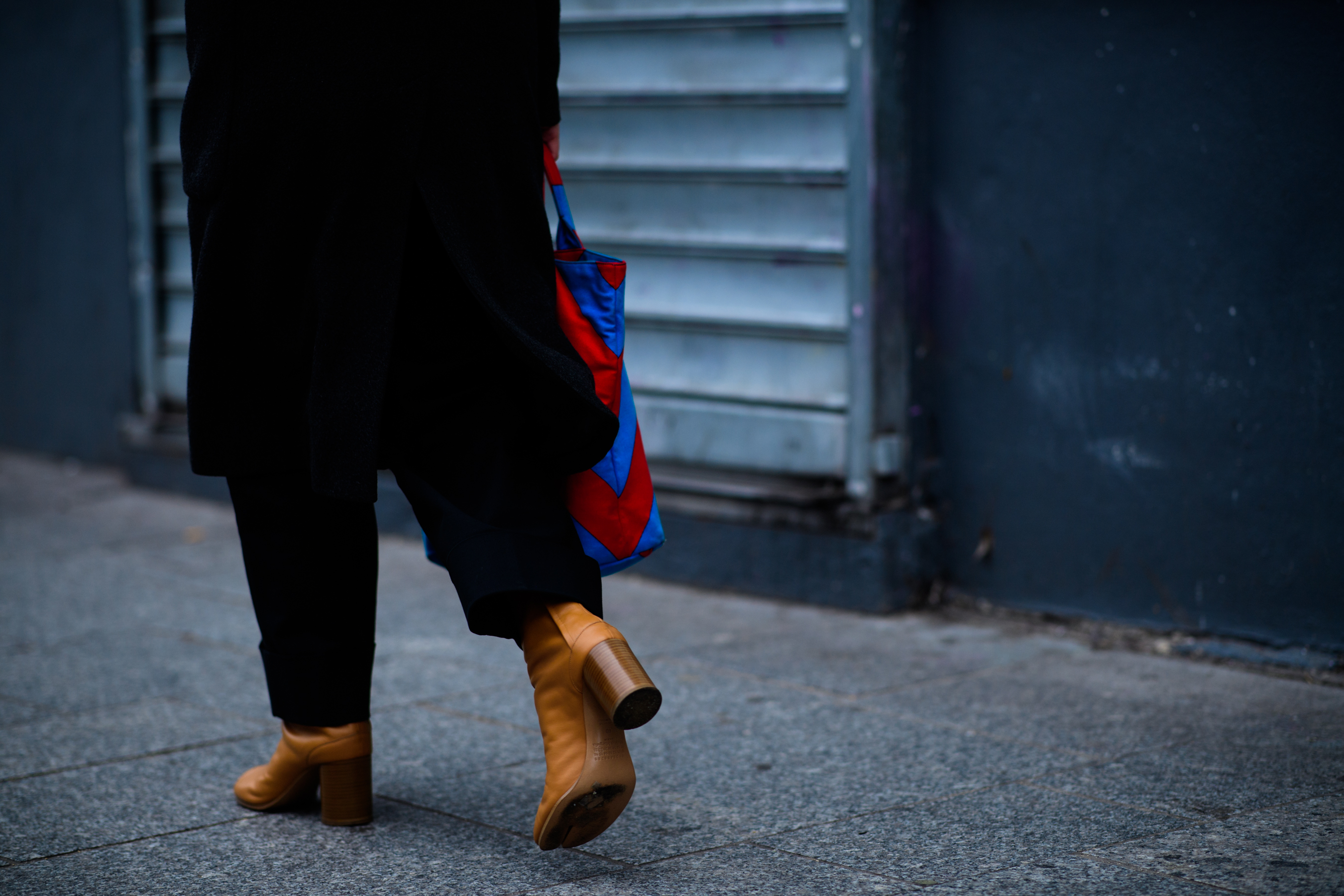 Model wearing brown shoes