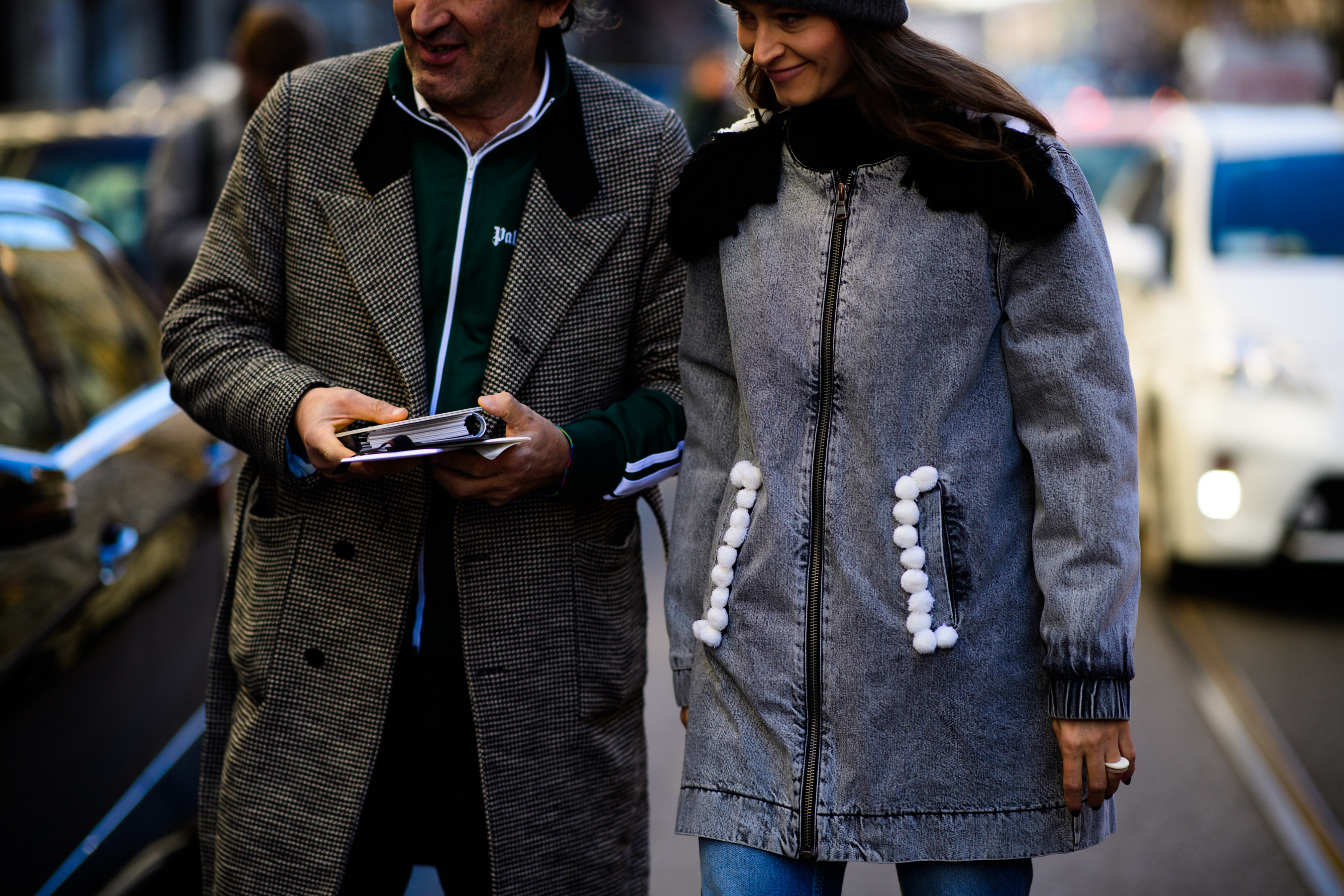 People wearing grey coat
