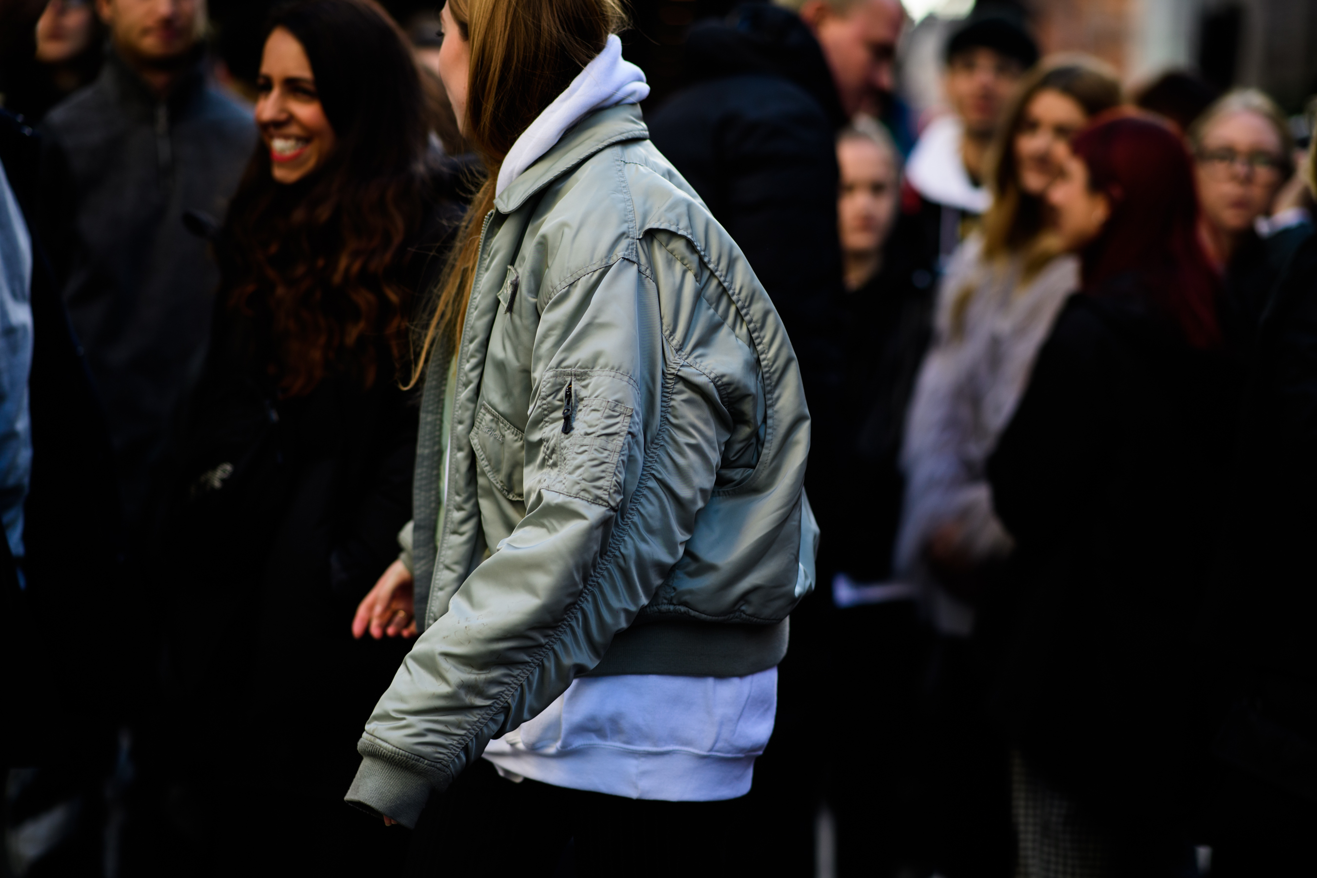 Woman wearing Vetements bomber