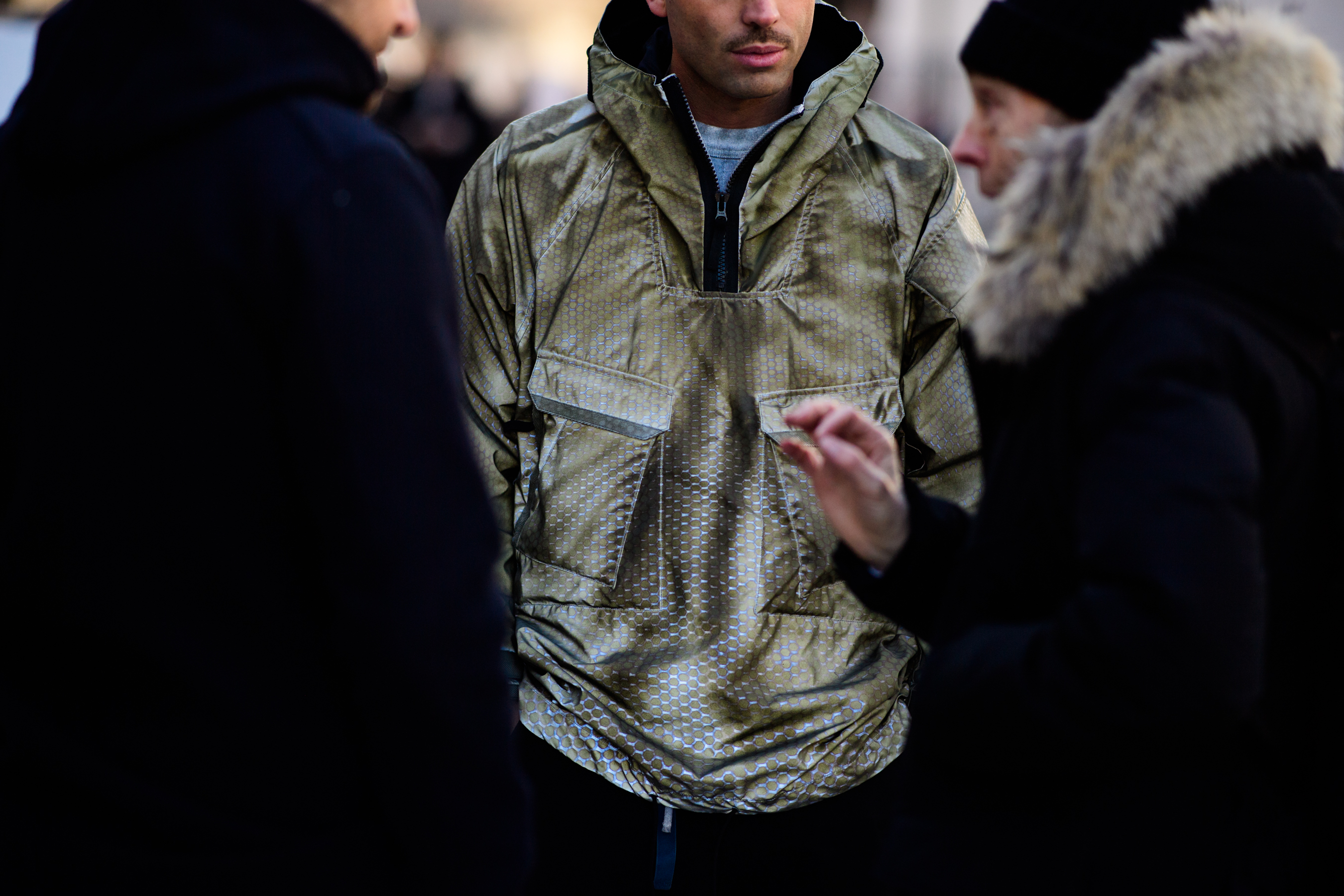 Man wearing scaly clothes