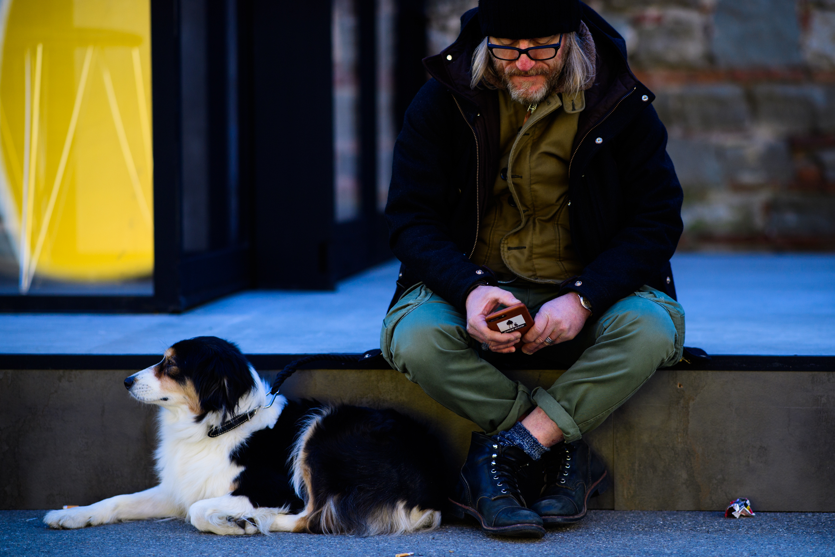 Man sitting with dog