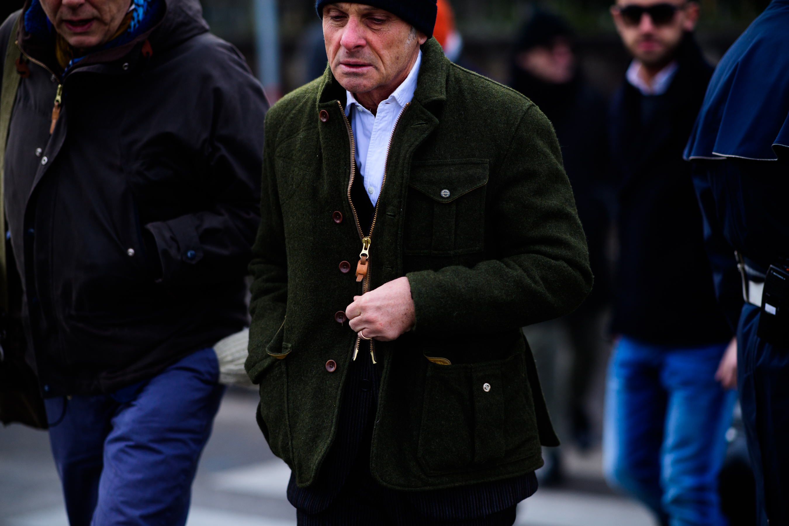 Man wearing green jacket