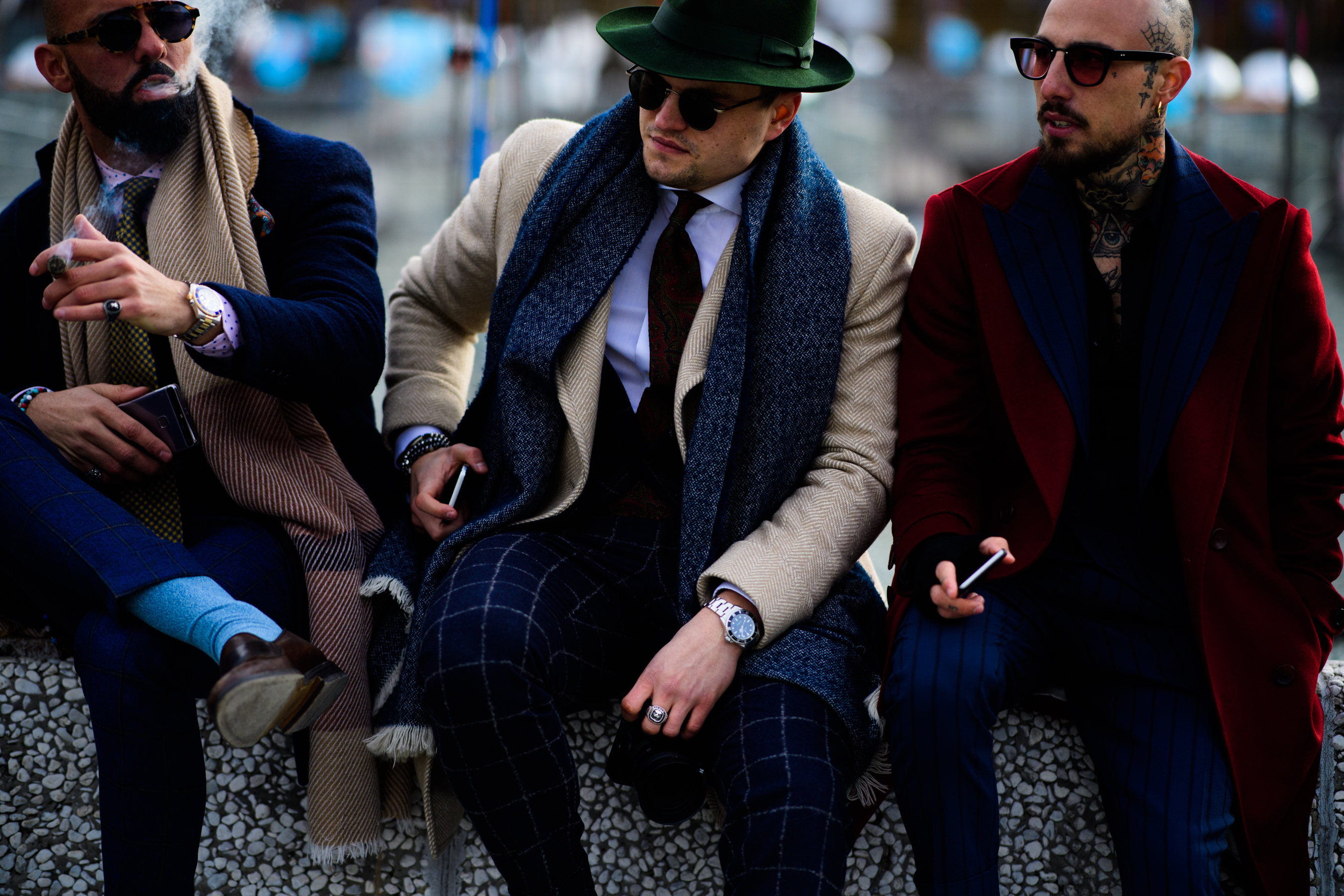 Men sitting around the street
