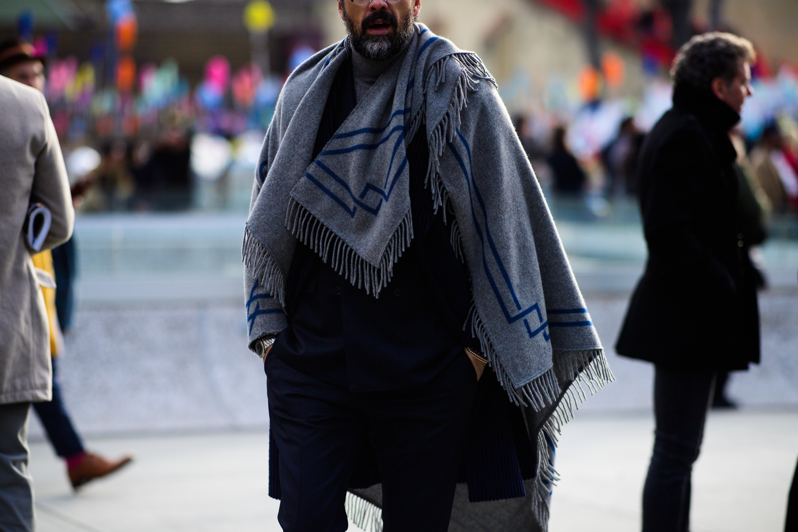 Man wearing big scarf