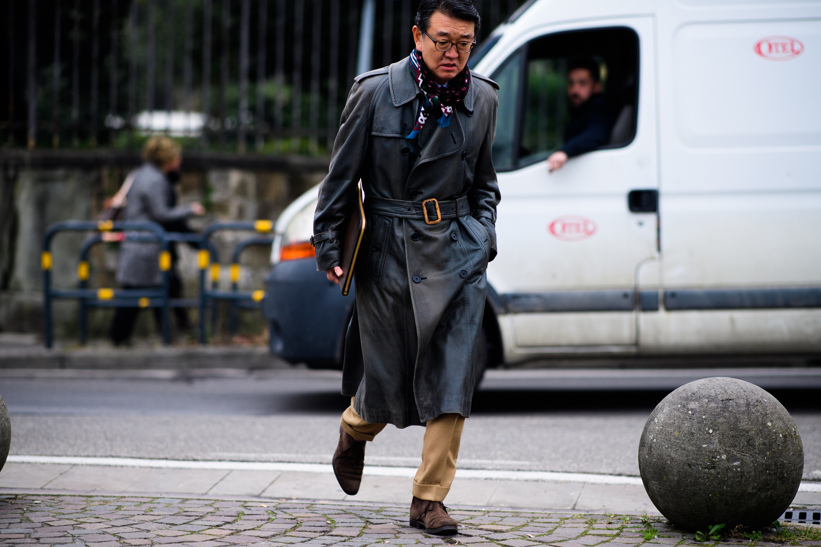 Man wearing leather cloak
