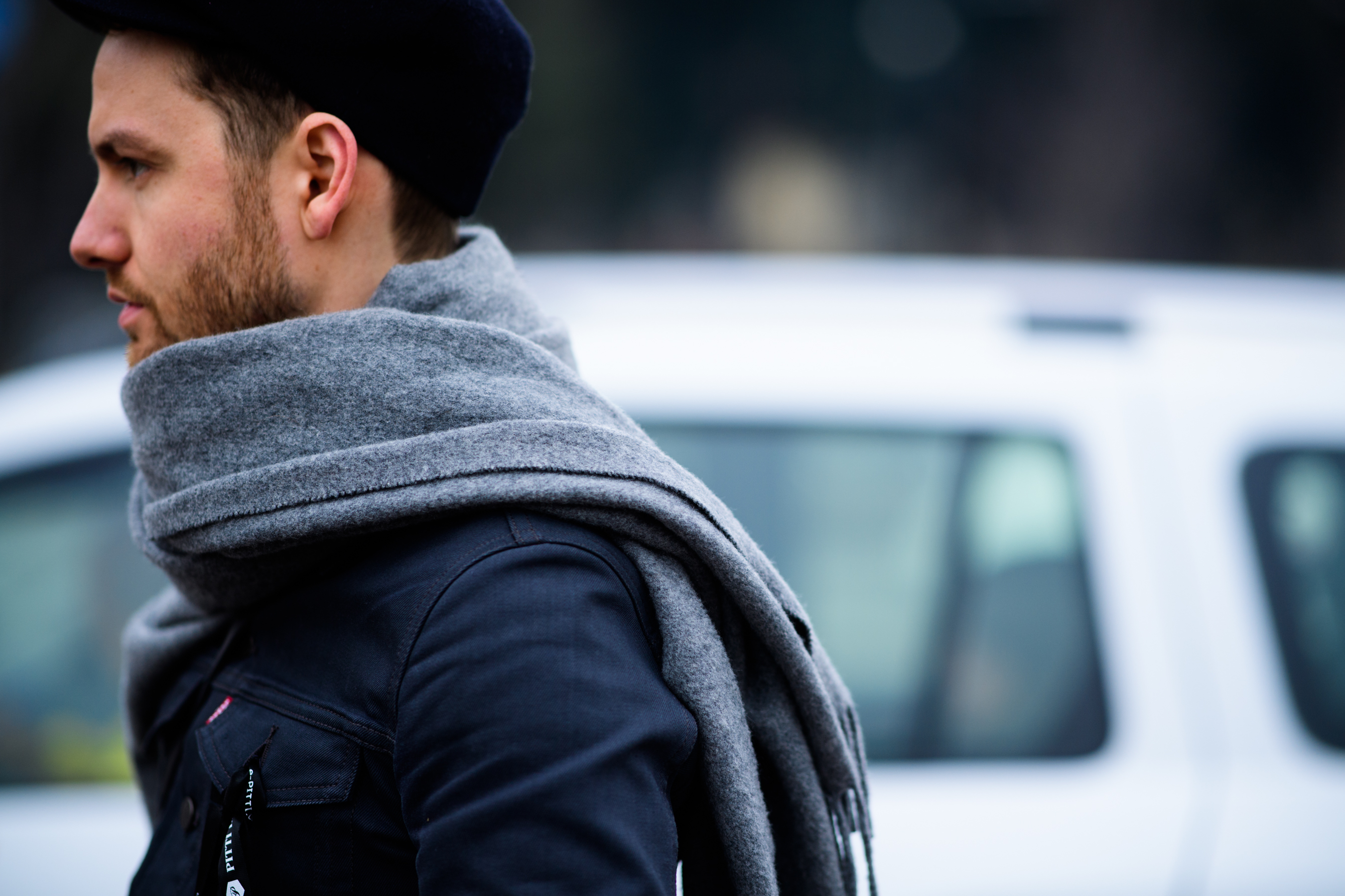 Man with beard wearing scarf